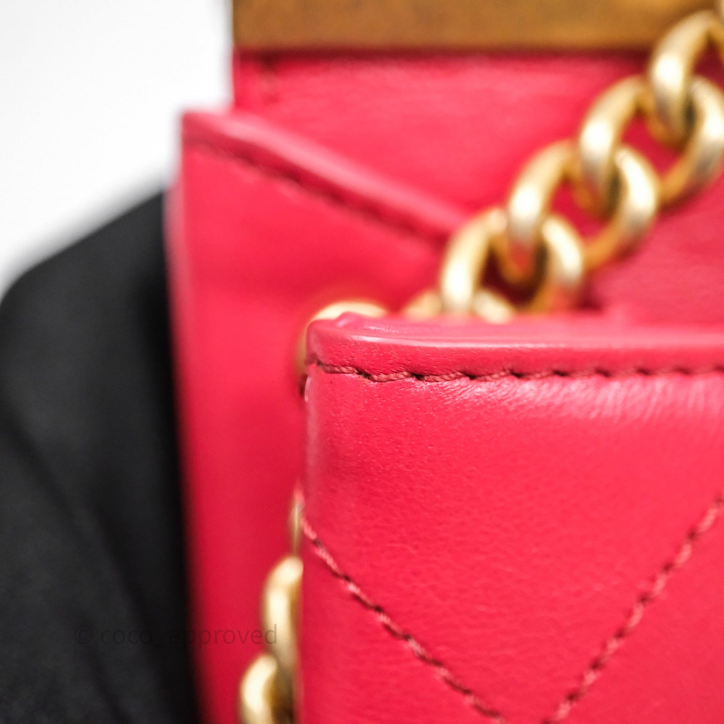 Chanel Small Coco Luxe Flap Bag Red Calfskin Aged Gold Hardware