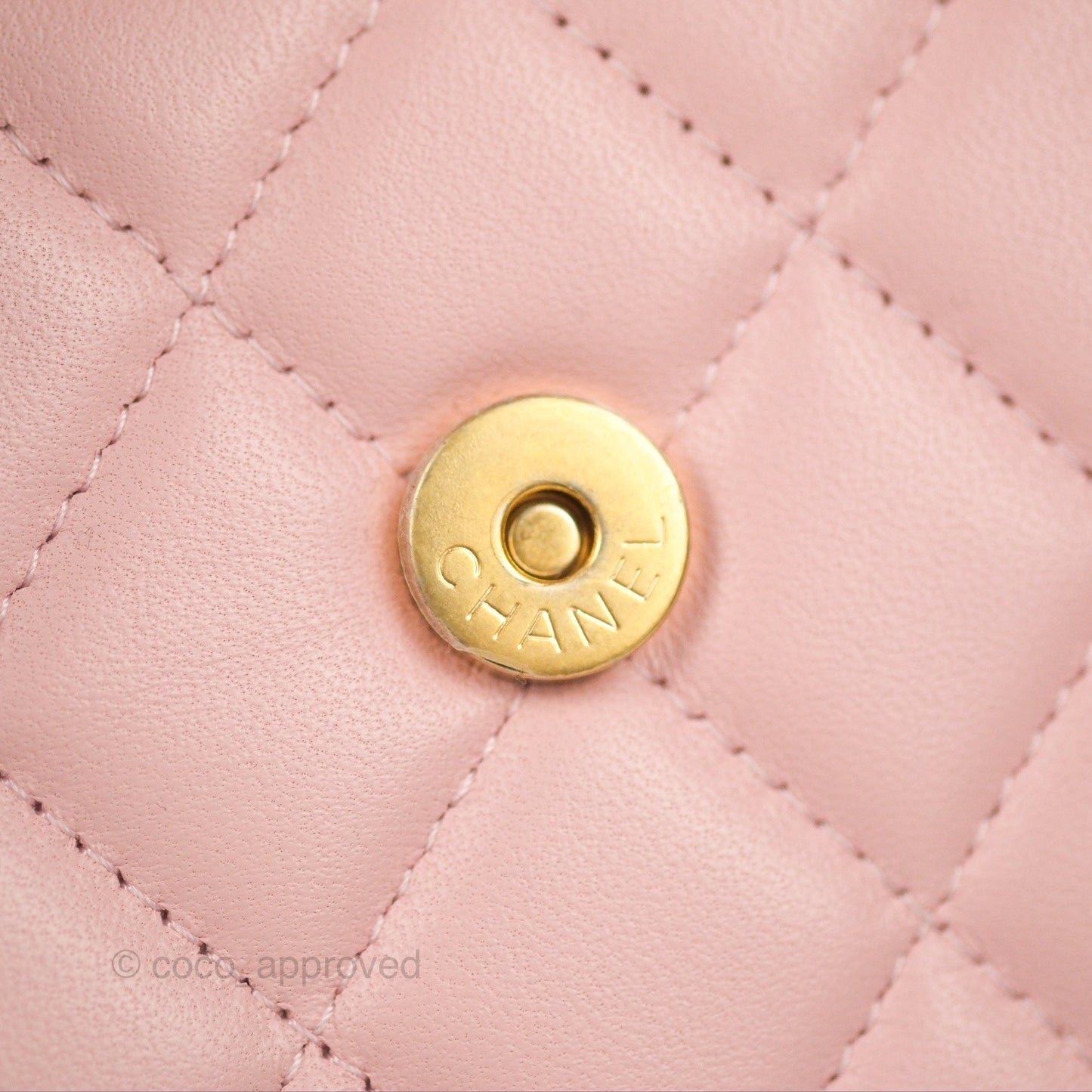 Chanel Enamel Top Handle Clutch with Chain Pink Lambskin Aged Gold Hardware 22B