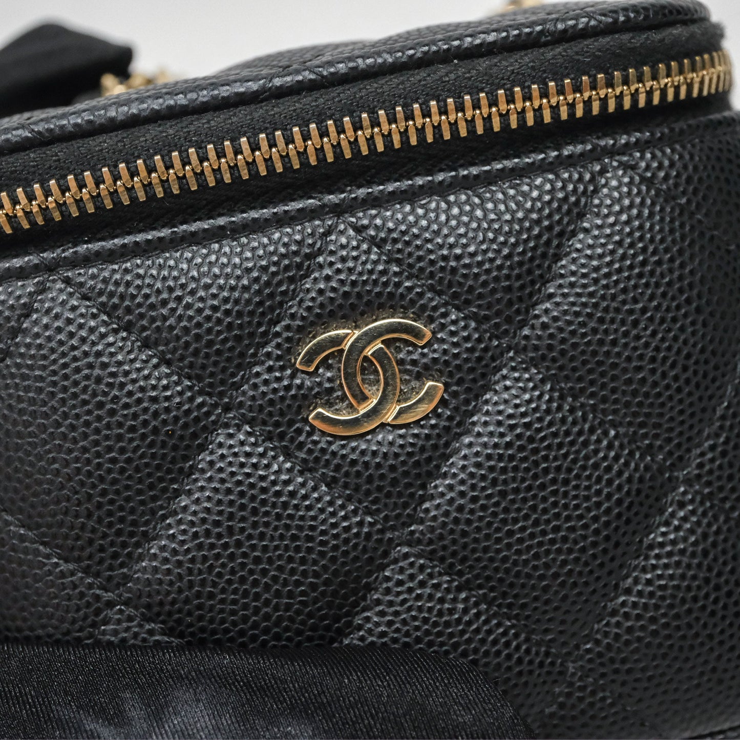 Chanel Mini Vanity With Chain Black Caviar Gold Hardware