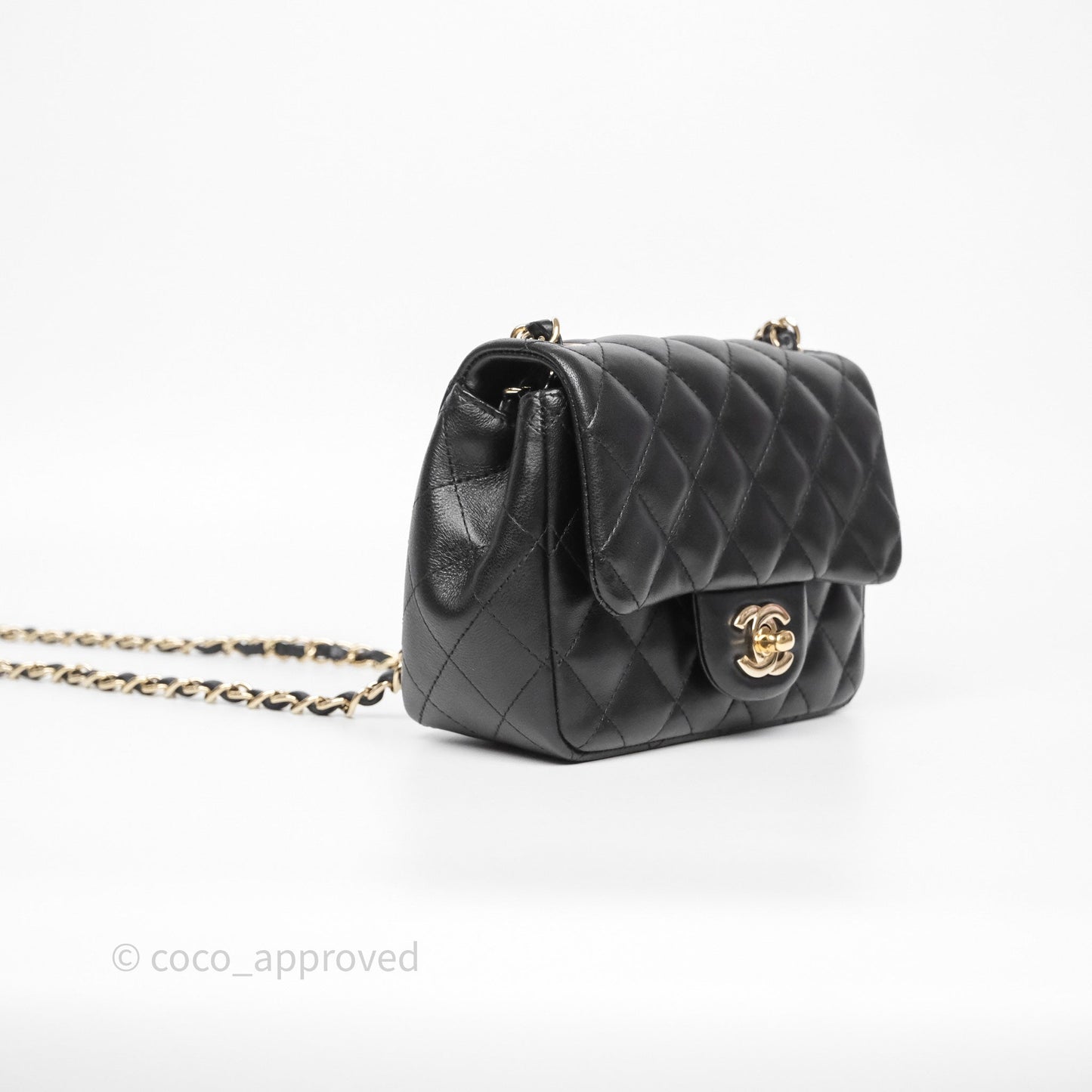 Chanel Mini Square Black Lambskin Gold Hardware