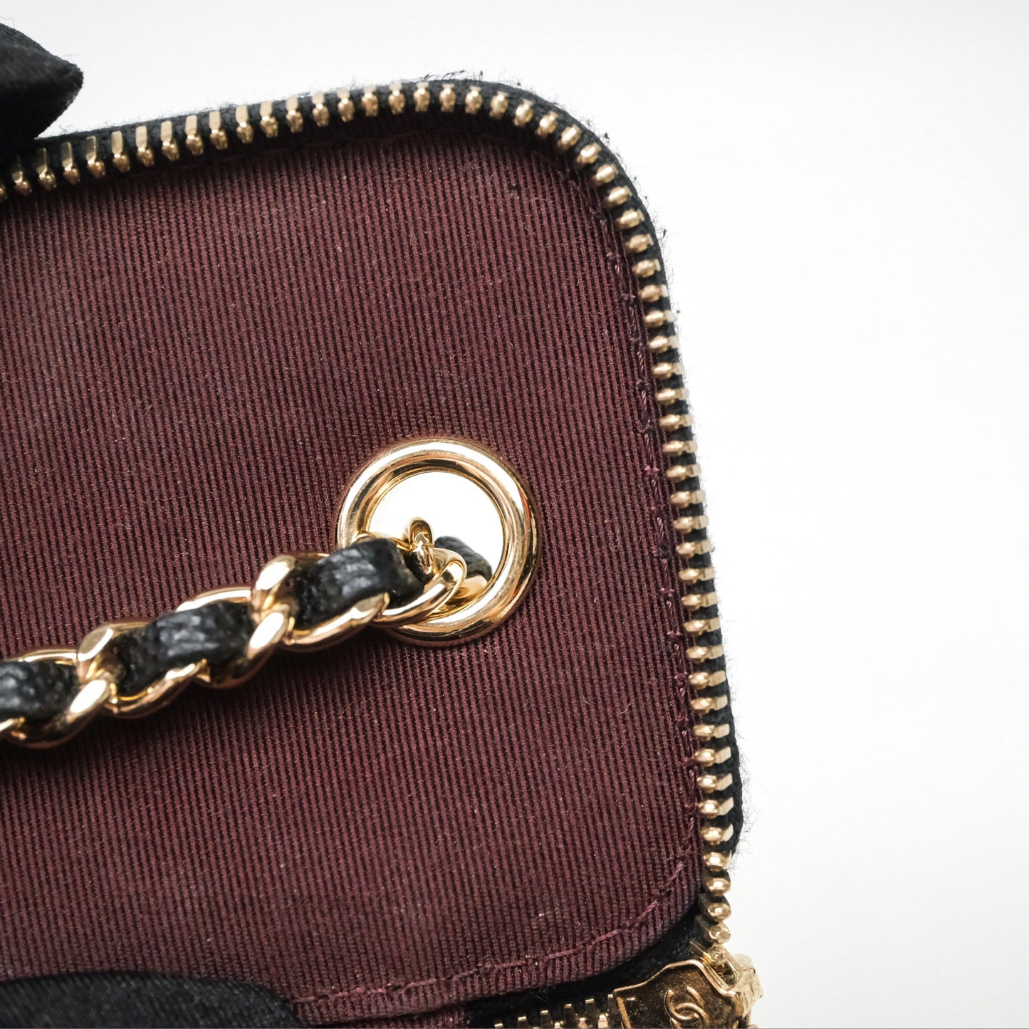 Chanel Mini Vanity With Chain Black Caviar Gold Hardware