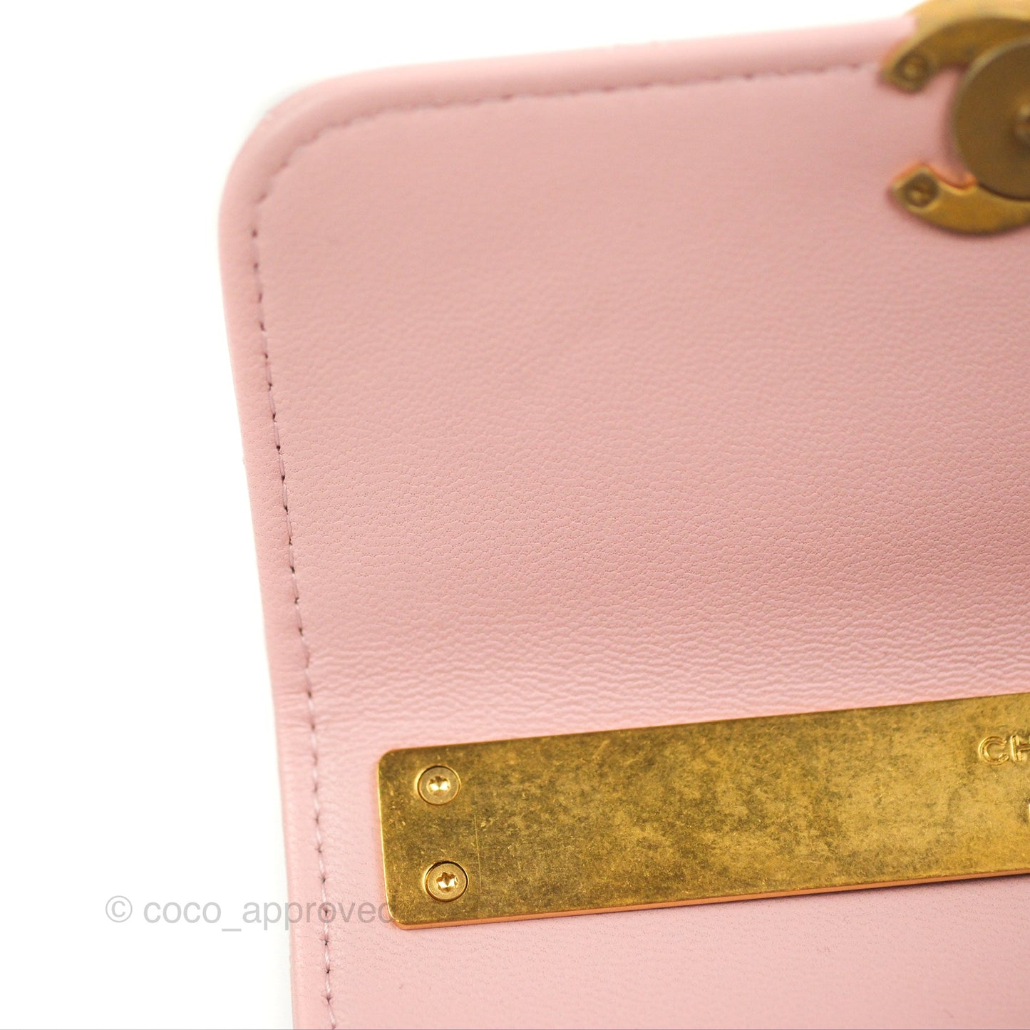 Chanel Enamel Top Handle Clutch with Chain Pink Lambskin Aged Gold Hardware 22B