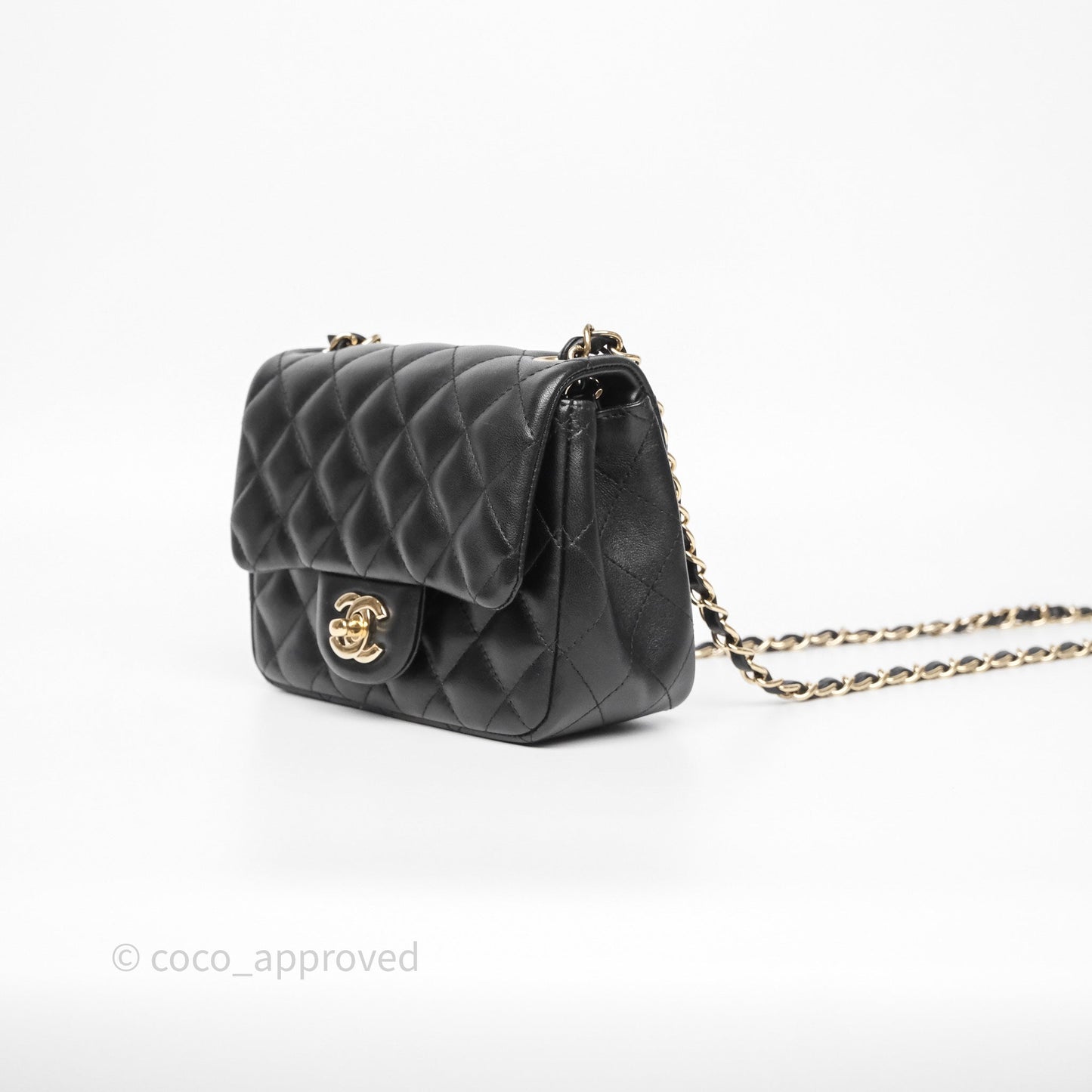 Chanel Mini Square Black Lambskin Gold Hardware