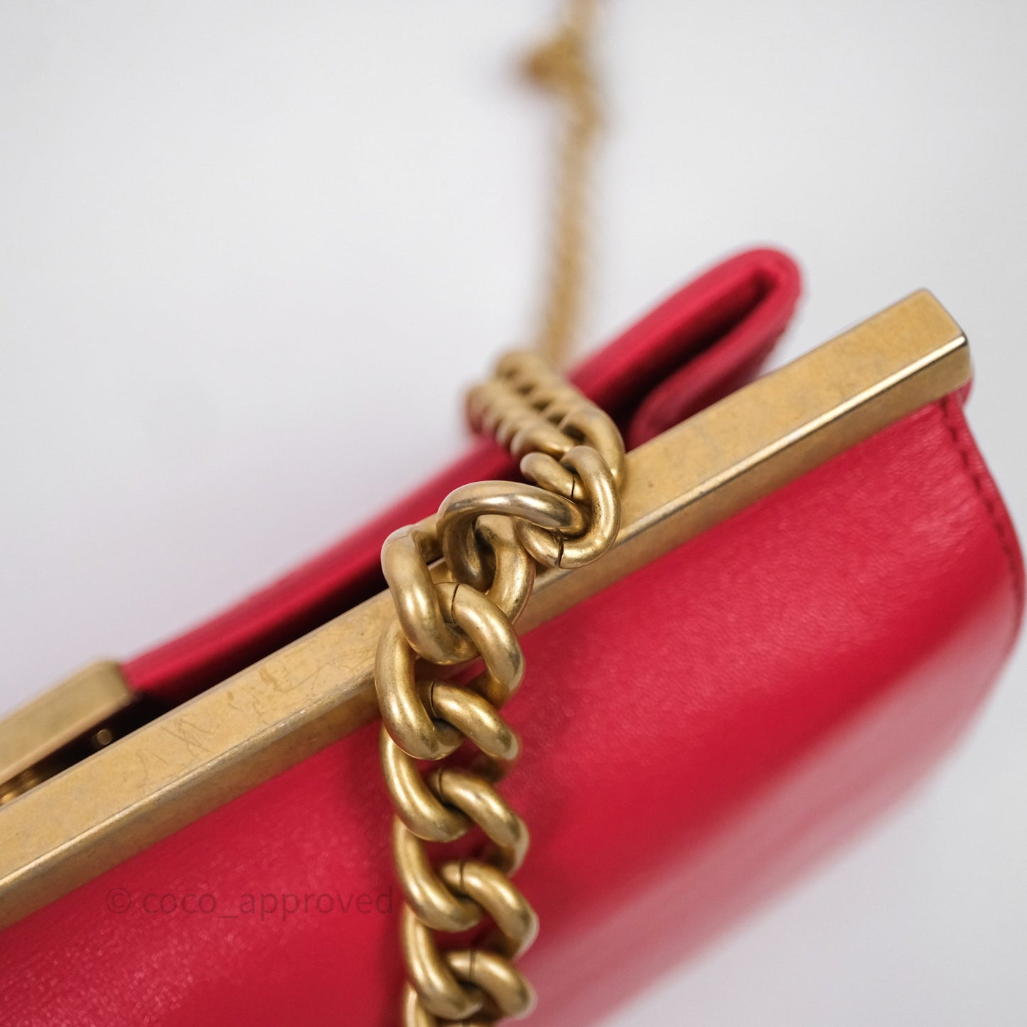 Chanel Small Coco Luxe Flap Bag Red Calfskin Aged Gold Hardware