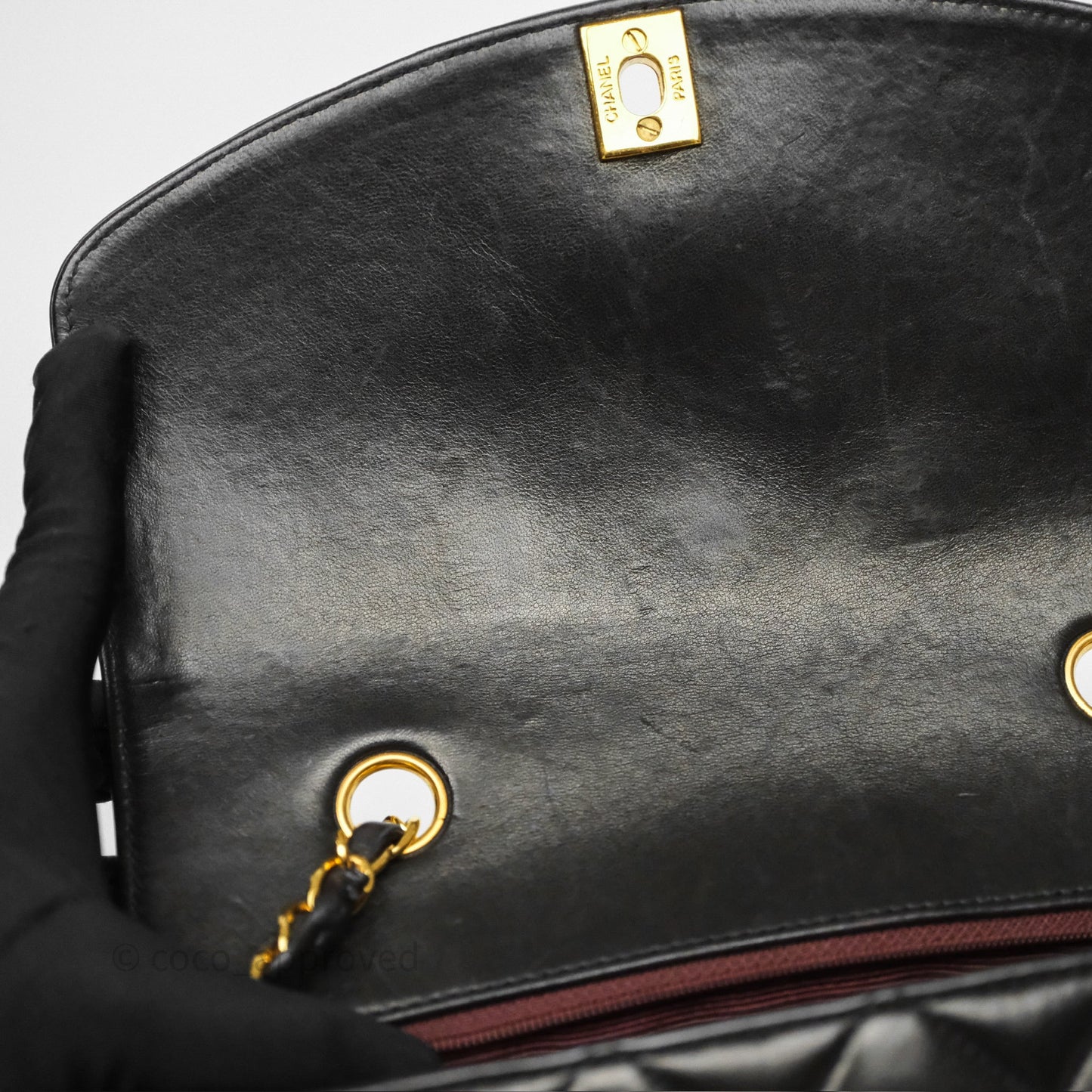Chanel Vintage Small Diana Bag Quilted Black Lambskin 24K Gold Hardware