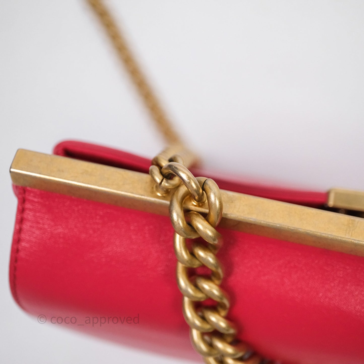 Chanel Small Coco Luxe Flap Bag Red Calfskin Aged Gold Hardware