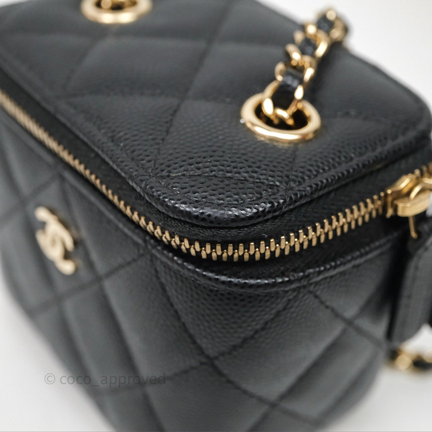 Chanel Mini Vanity With Chain Black Caviar Gold Hardware