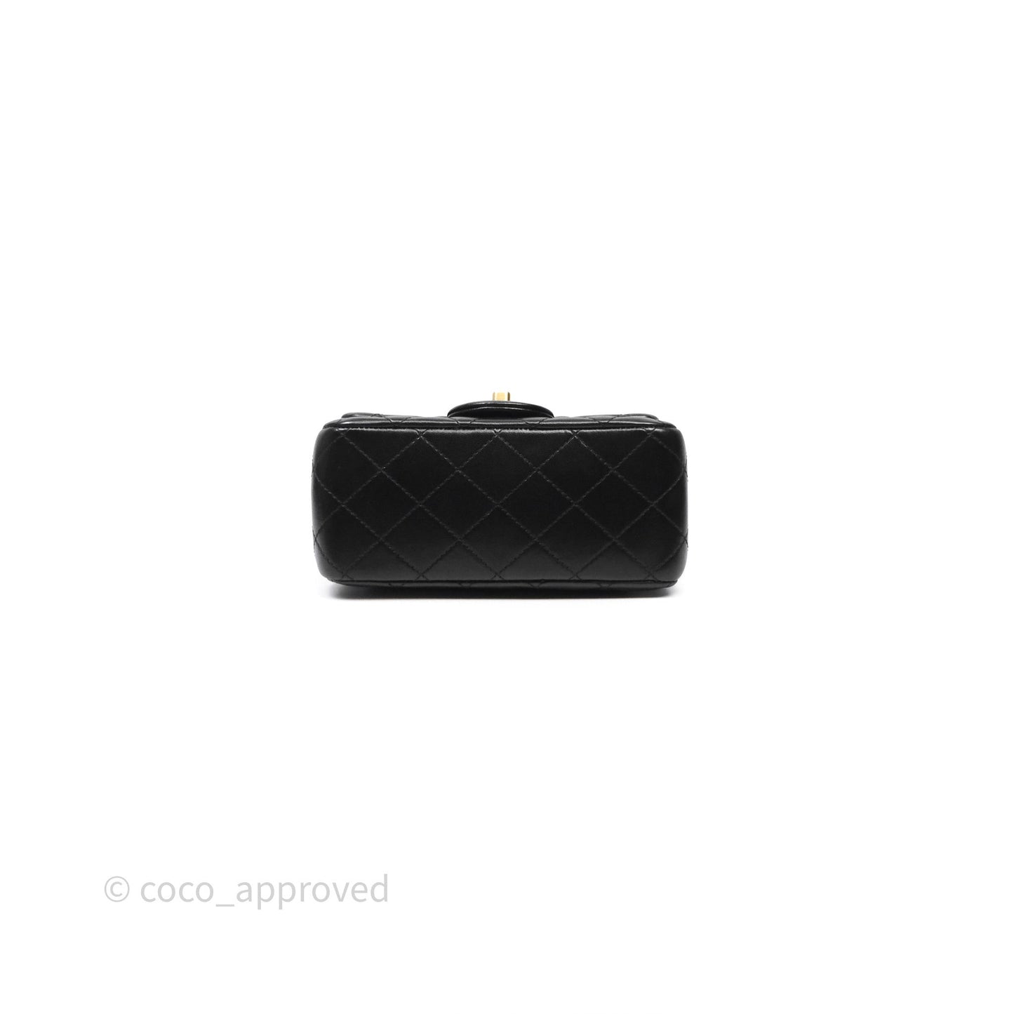 Chanel Pearl Crush Mini Square Quilted Black Lambskin Aged Gold Hardware