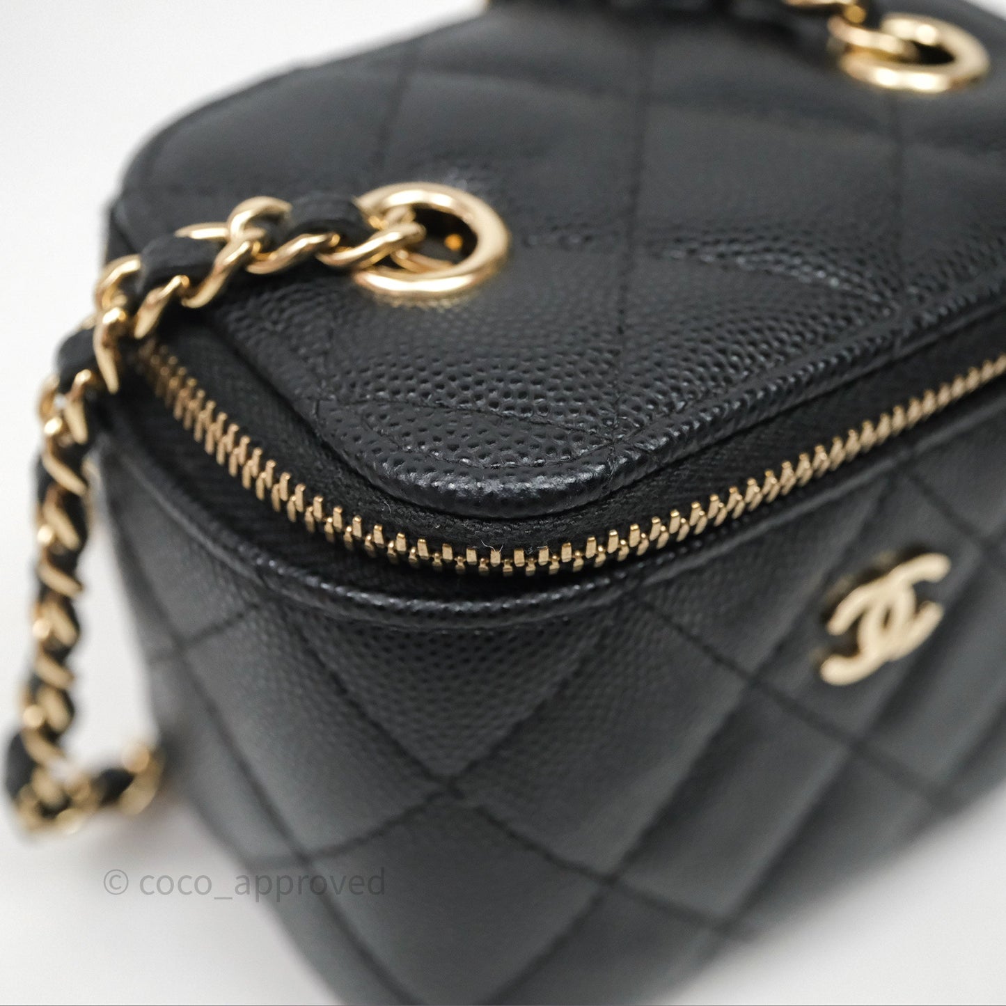 Chanel Mini Vanity With Chain Black Caviar Gold Hardware
