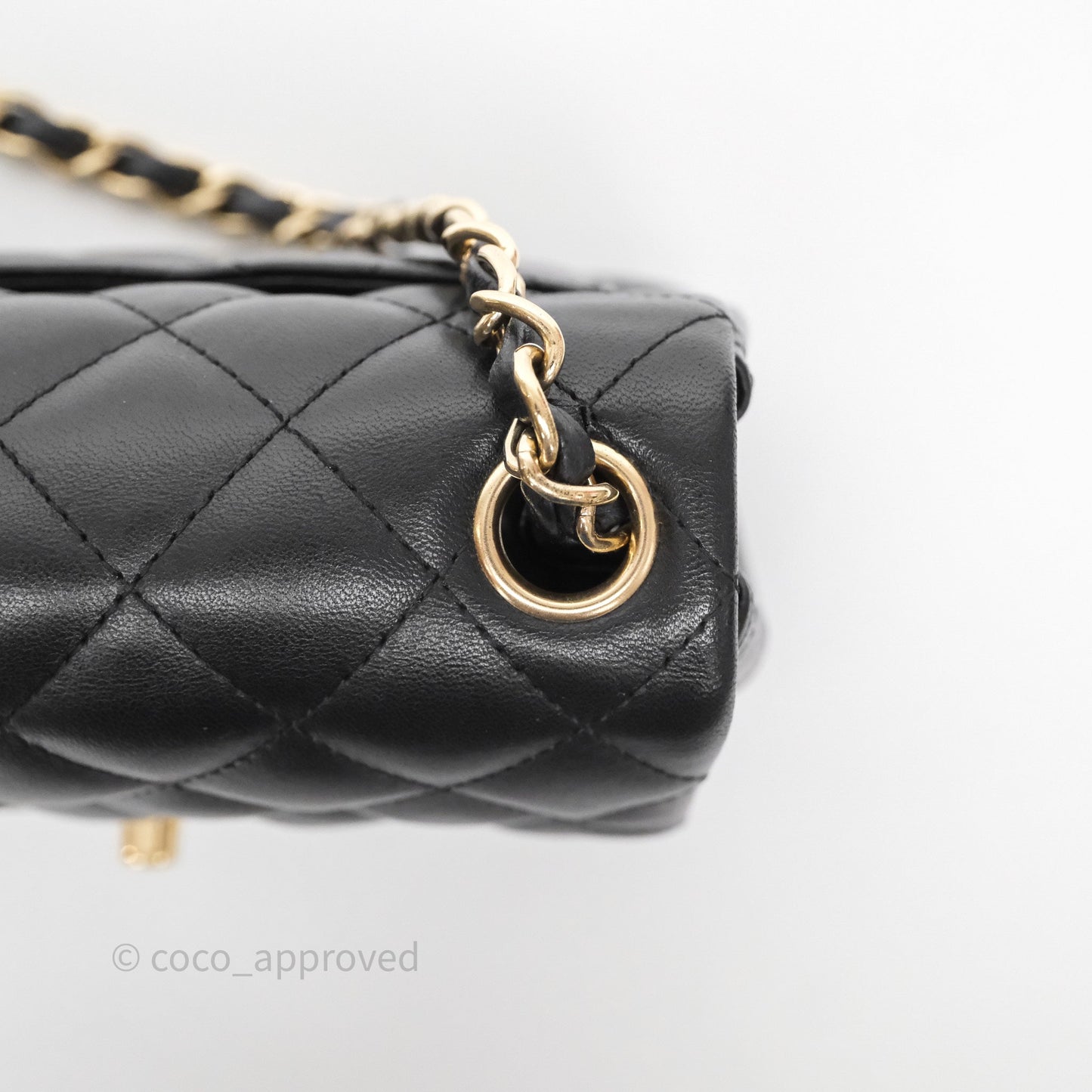 Chanel Mini Square Black Lambskin Gold Hardware