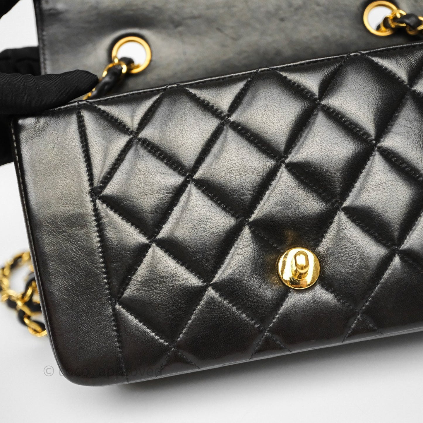 Chanel Vintage Small Diana Bag Quilted Black Lambskin 24K Gold Hardware