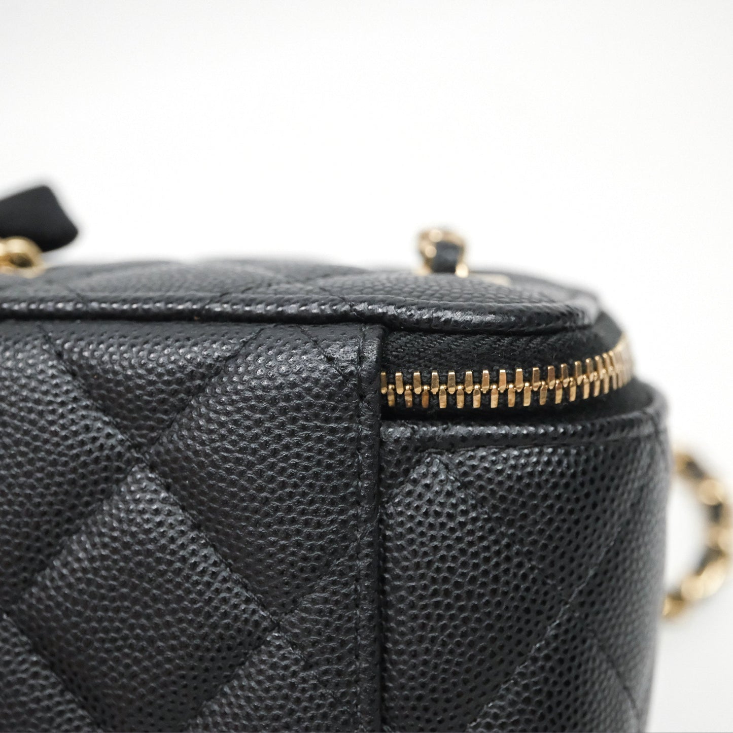 Chanel Mini Vanity With Chain Black Caviar Gold Hardware