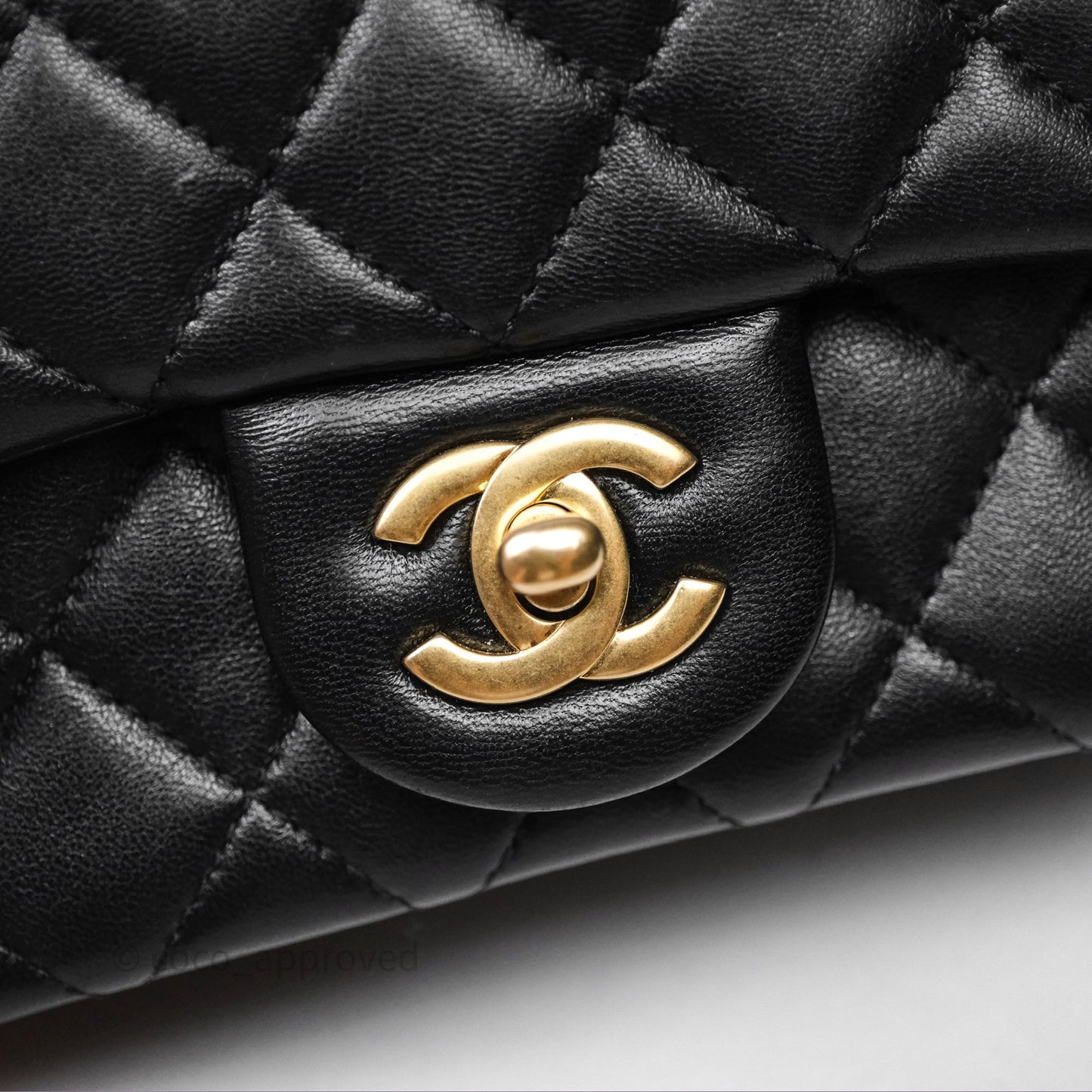 Chanel Pearl Crush Mini Square Quilted Black Lambskin Aged Gold Hardware