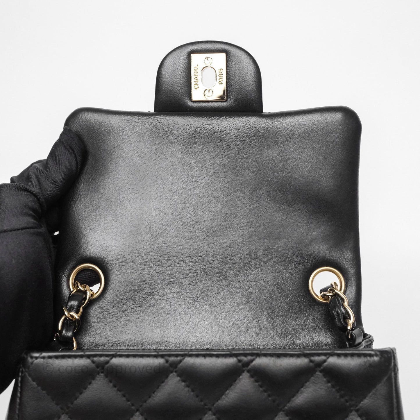 Chanel Mini Square Black Lambskin Gold Hardware