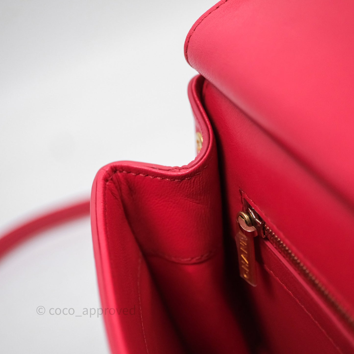 Chanel Small Coco Luxe Flap Bag Red Calfskin Aged Gold Hardware