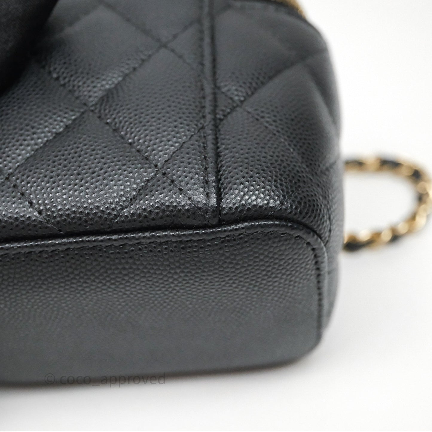 Chanel Mini Vanity With Chain Black Caviar Gold Hardware