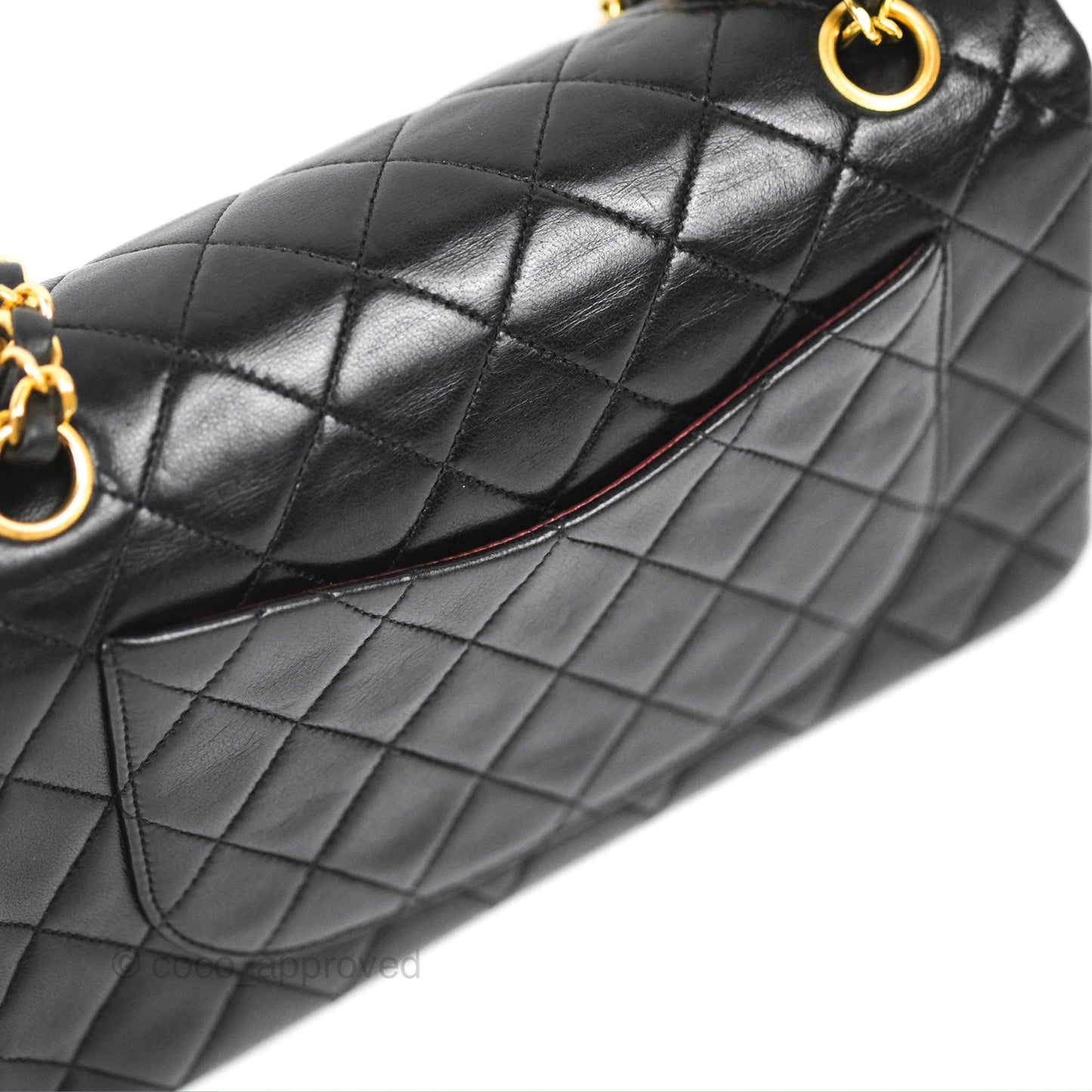 Chanel Vintage Small Classic Flap Black Lambskin 24K Gold Hardware