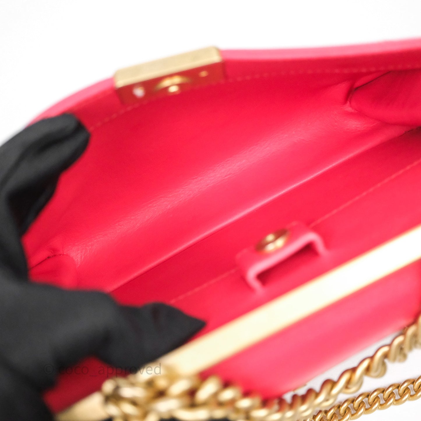 Chanel Small Coco Luxe Flap Bag Red Calfskin Aged Gold Hardware