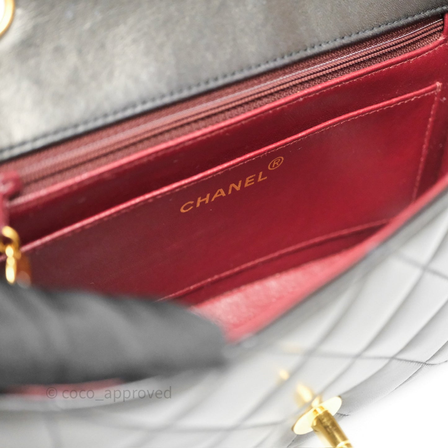 Chanel Vintage Small Diana Bag Quilted Black Lambskin 24K Gold Hardware