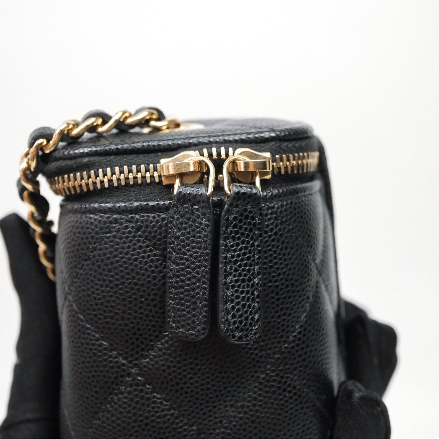 Chanel Mini Vanity With Chain Black Caviar Gold Hardware