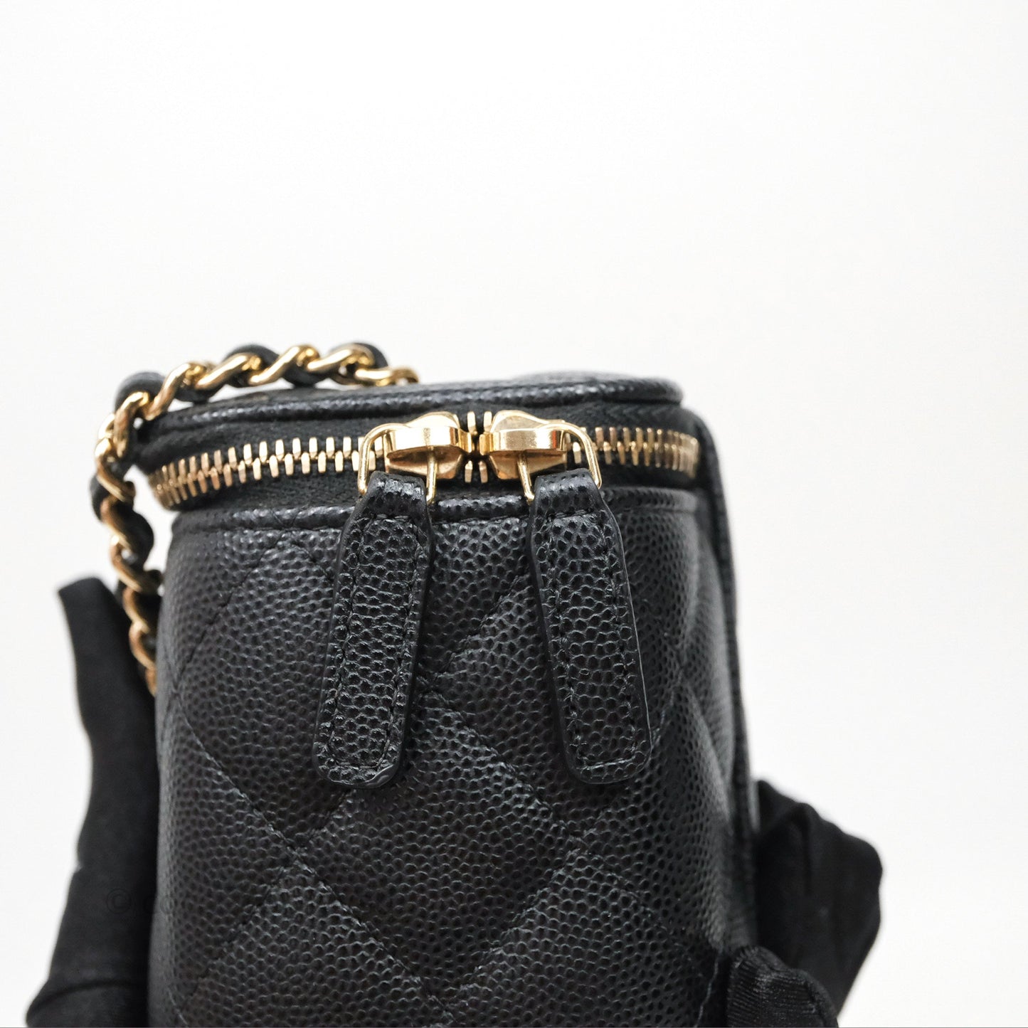 Chanel Mini Vanity With Chain Black Caviar Gold Hardware