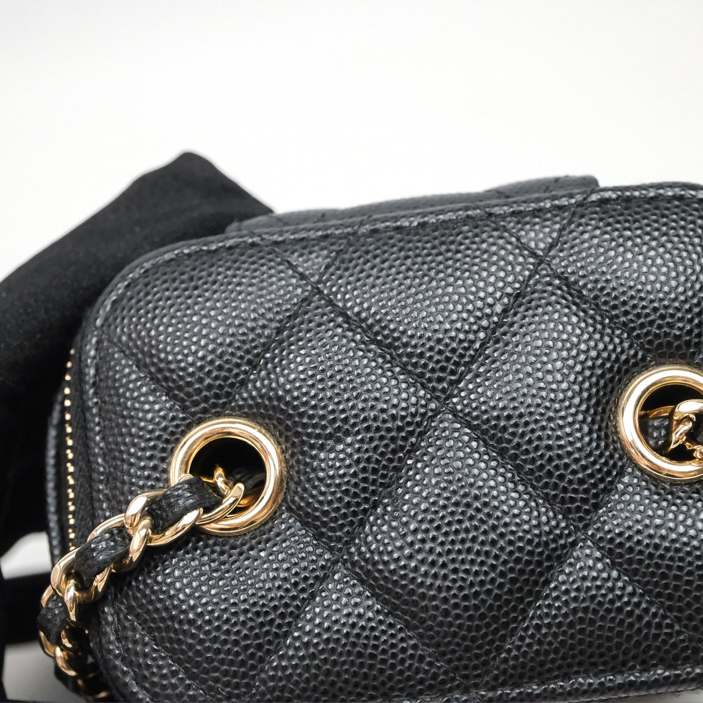 Chanel Mini Vanity With Chain Black Caviar Gold Hardware