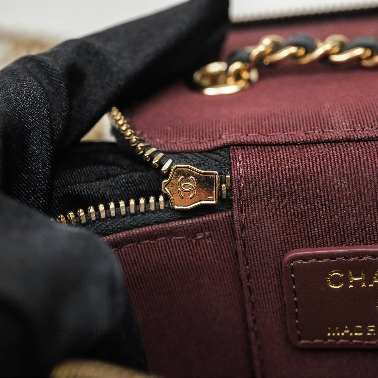 Chanel Mini Vanity With Chain Black Caviar Gold Hardware