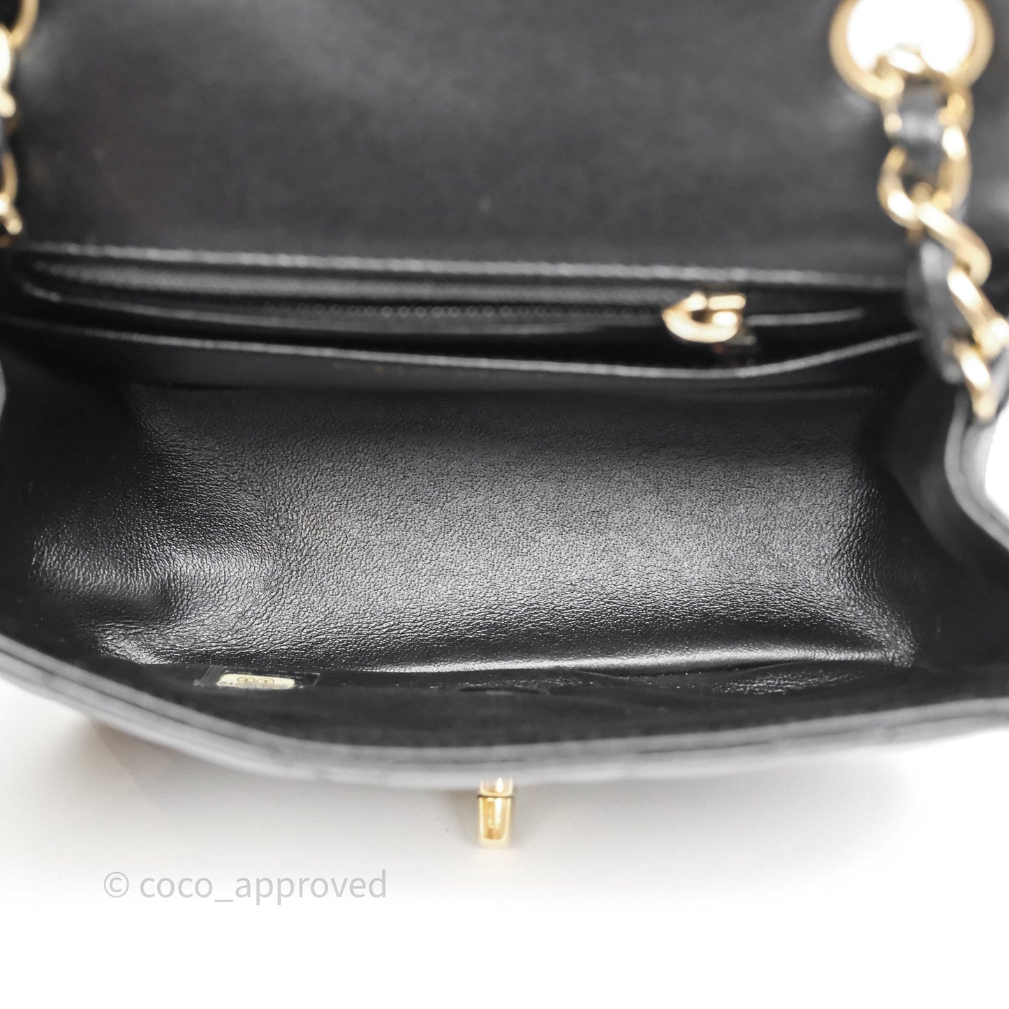 Chanel Mini Square Black Lambskin Gold Hardware
