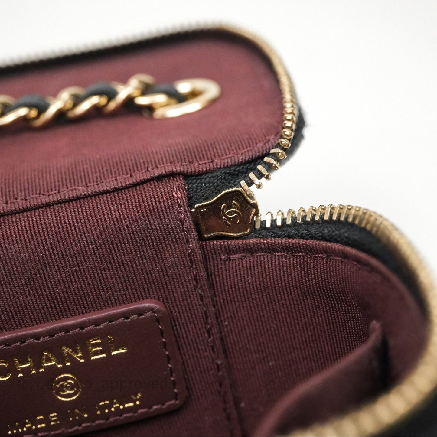 Chanel Mini Vanity With Chain Black Caviar Gold Hardware