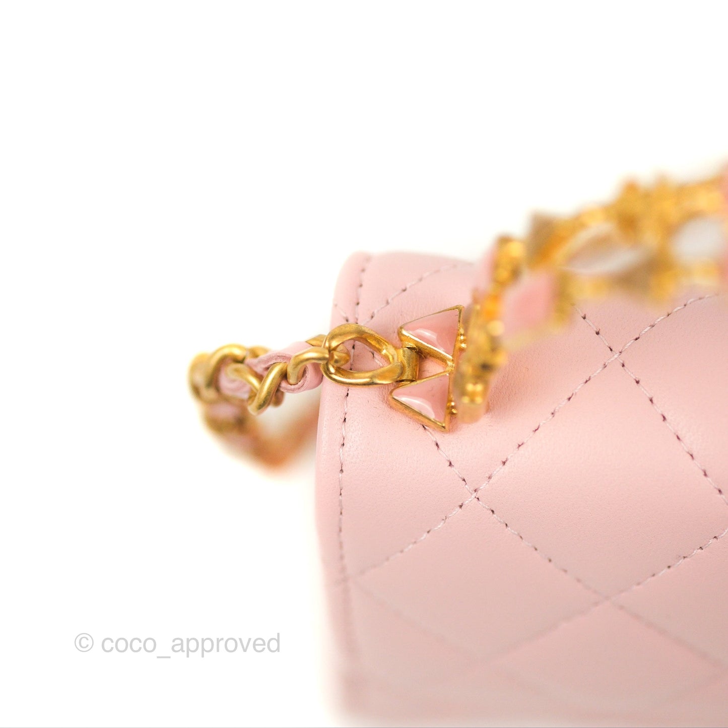 Chanel Enamel Top Handle Clutch with Chain Pink Lambskin Aged Gold Hardware 22B
