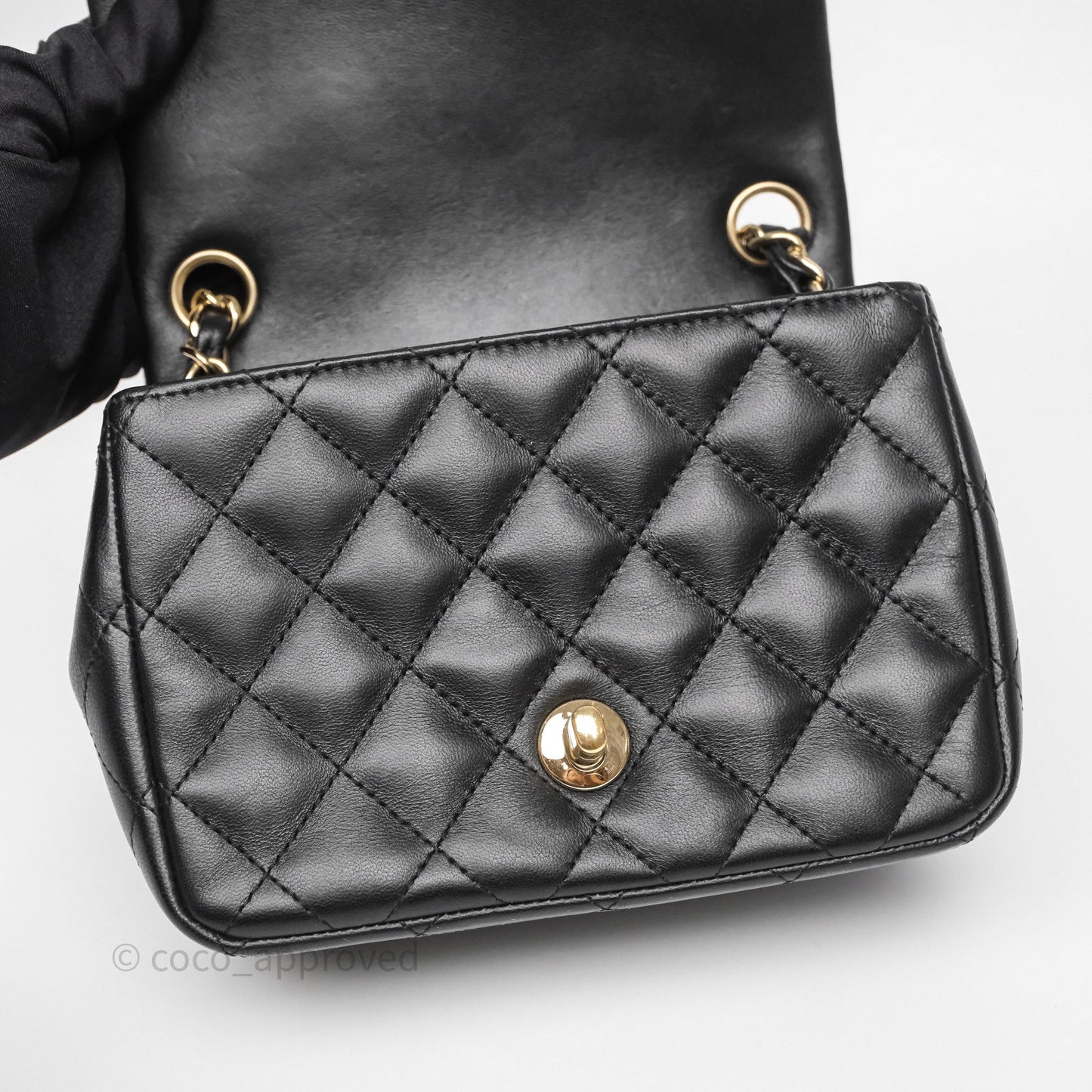Chanel Mini Square Black Lambskin Gold Hardware