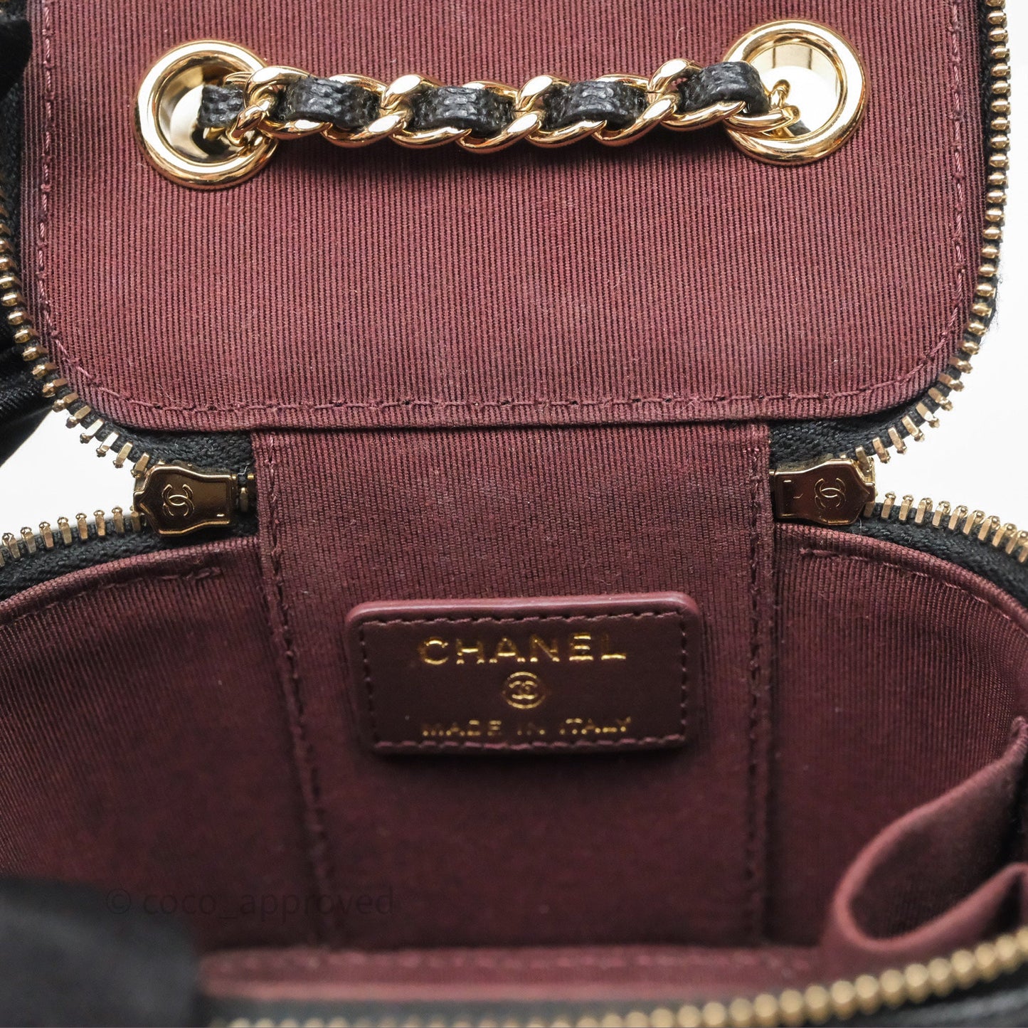 Chanel Mini Vanity With Chain Black Caviar Gold Hardware