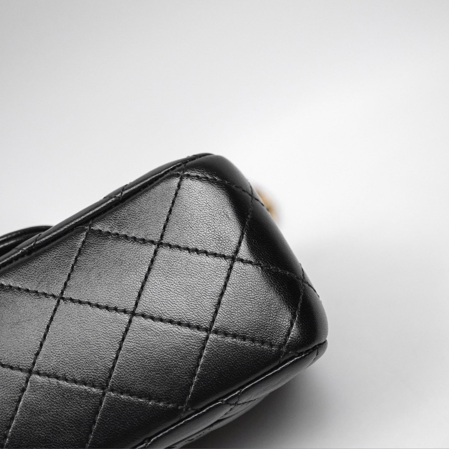 Chanel Pearl Crush Mini Square Quilted Black Lambskin Aged Gold Hardware
