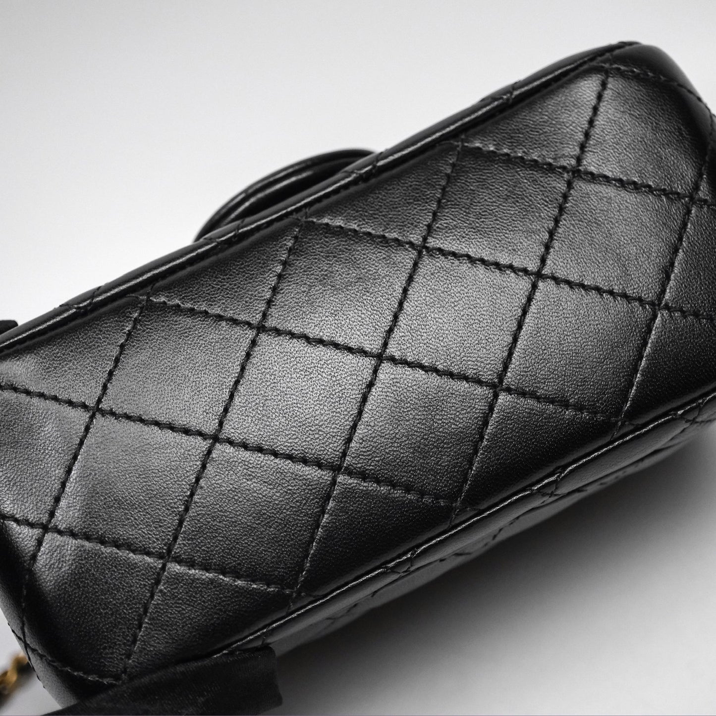 Chanel Pearl Crush Mini Square Quilted Black Lambskin Aged Gold Hardware