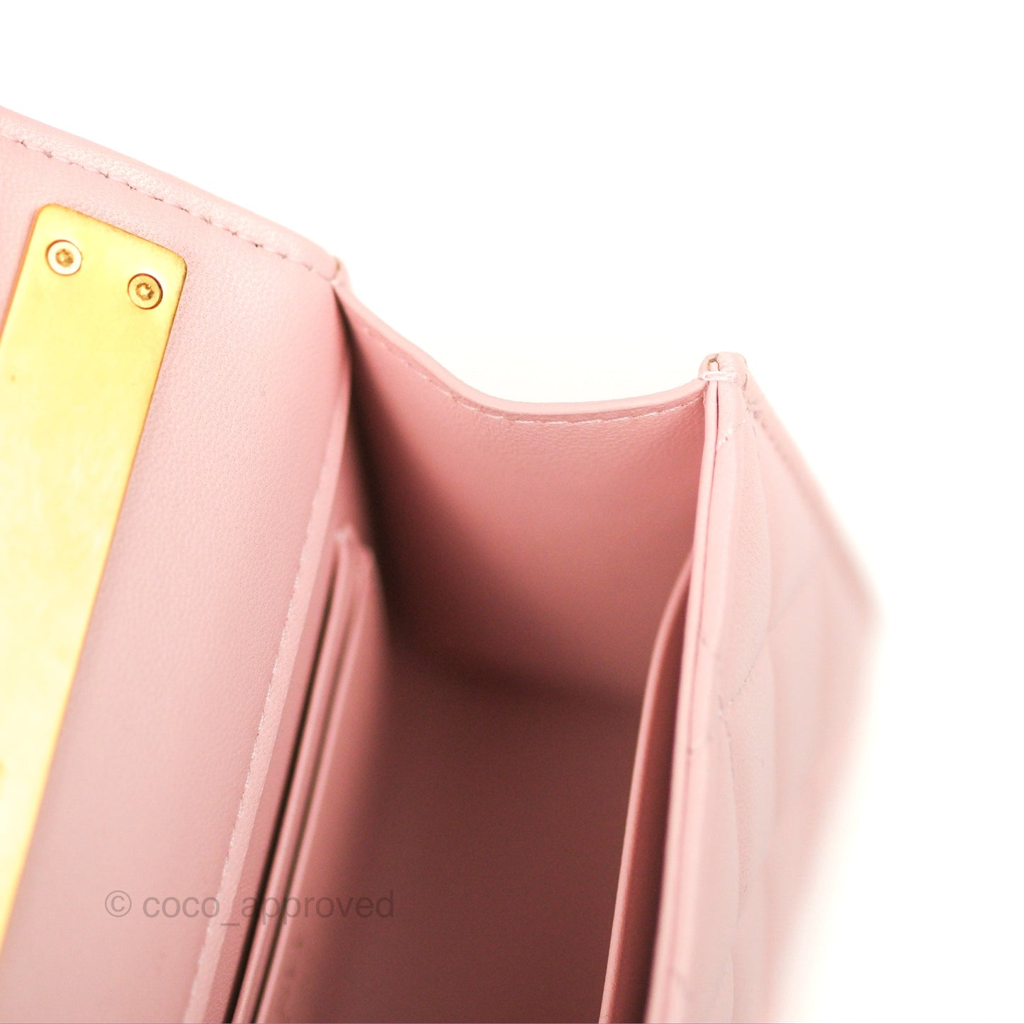 Chanel Enamel Top Handle Clutch with Chain Pink Lambskin Aged Gold Hardware 22B