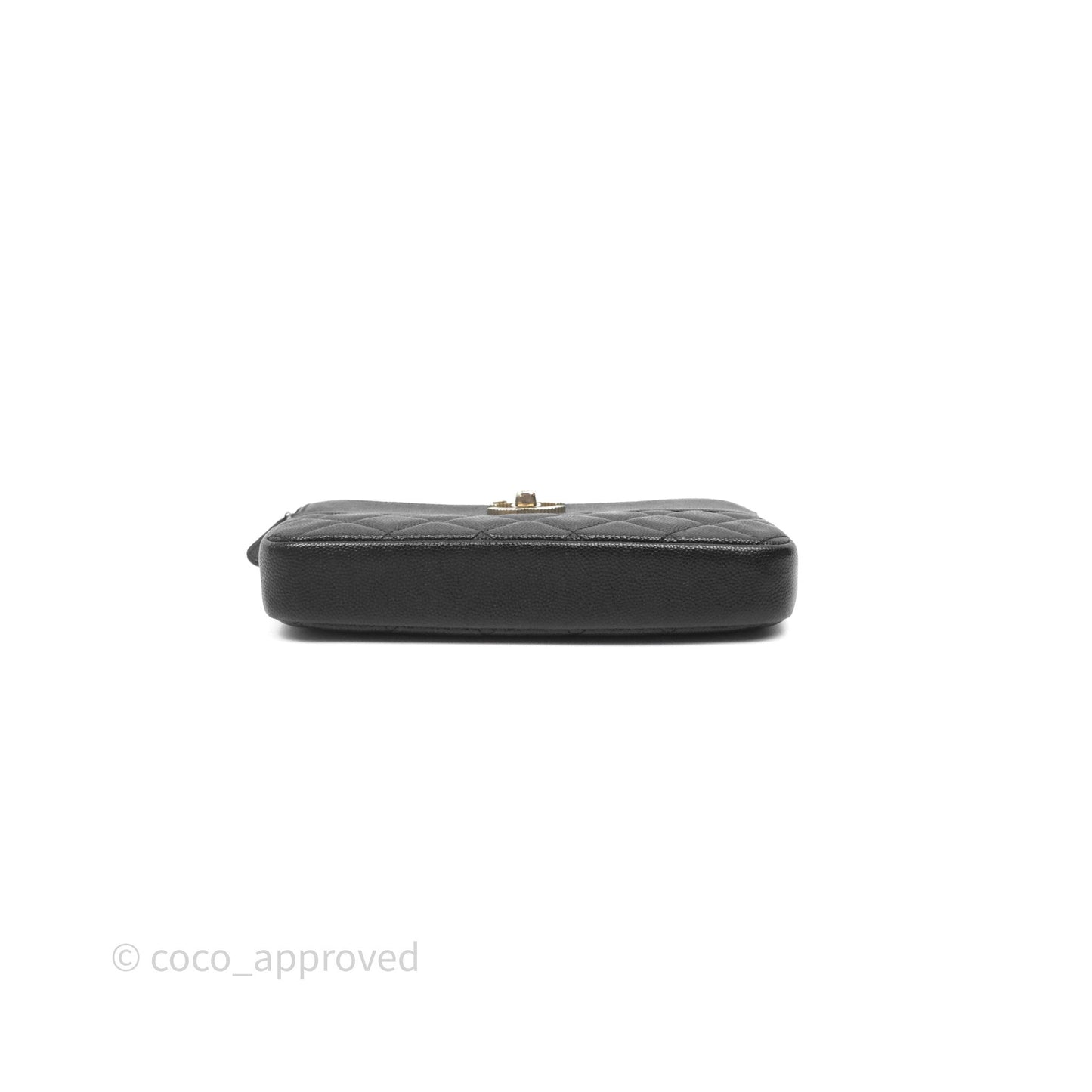 Chanel Double Zip Clutch With Chain Caviar Black Gold Hardware