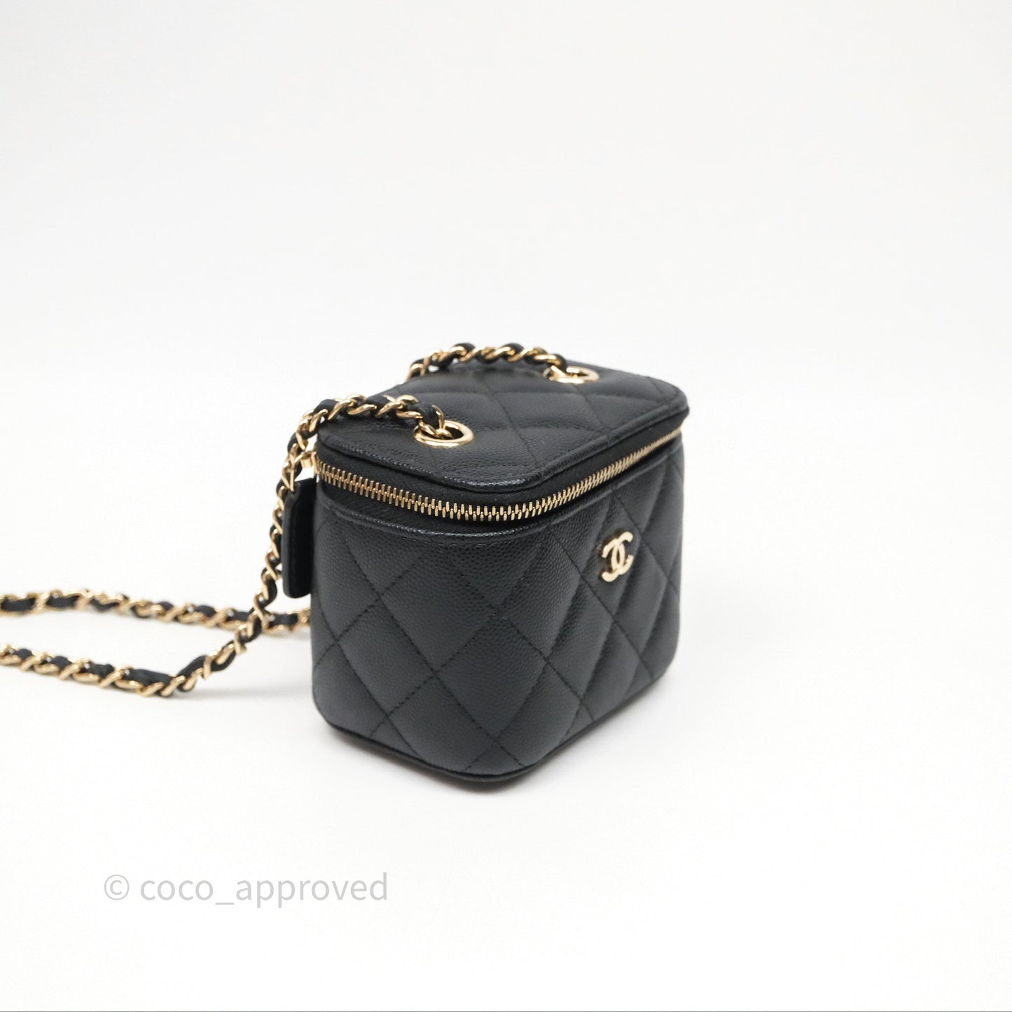 Chanel Mini Vanity With Chain Black Caviar Gold Hardware
