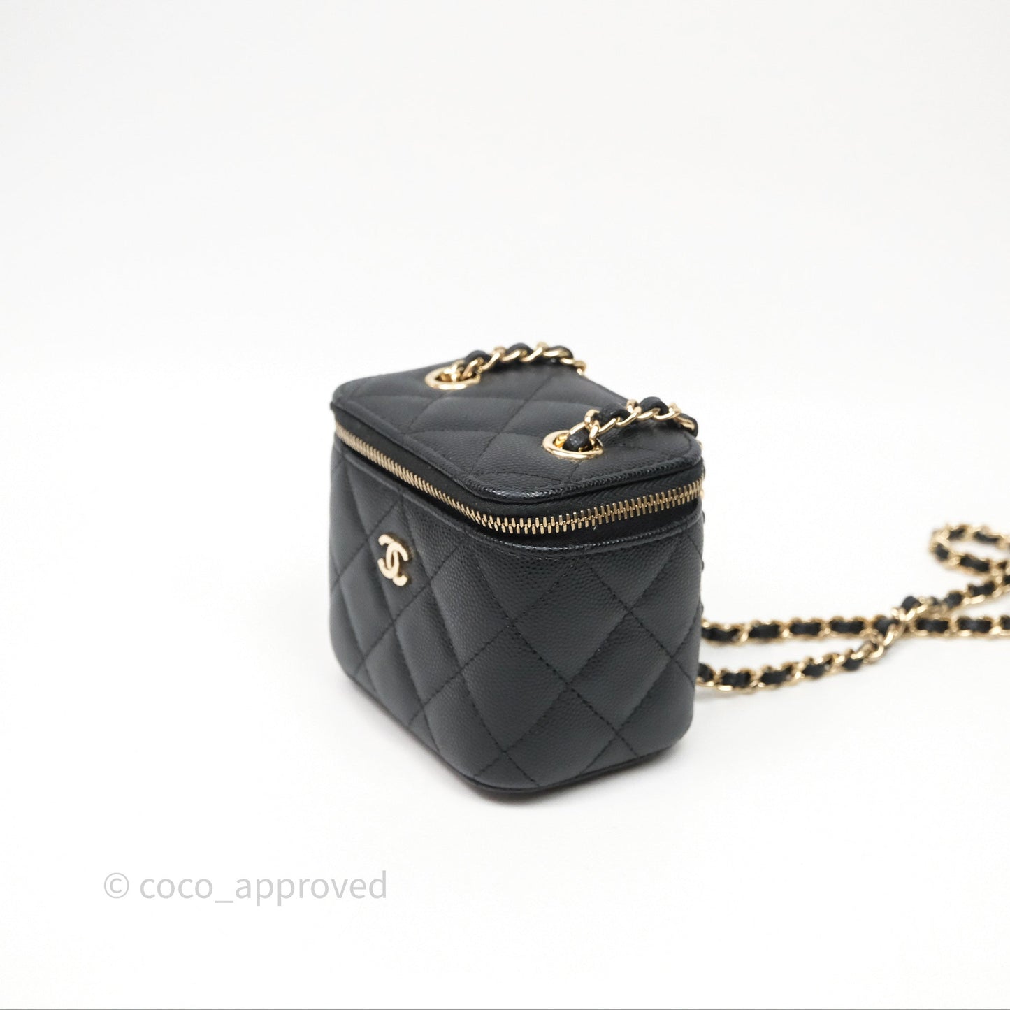 Chanel Mini Vanity With Chain Black Caviar Gold Hardware