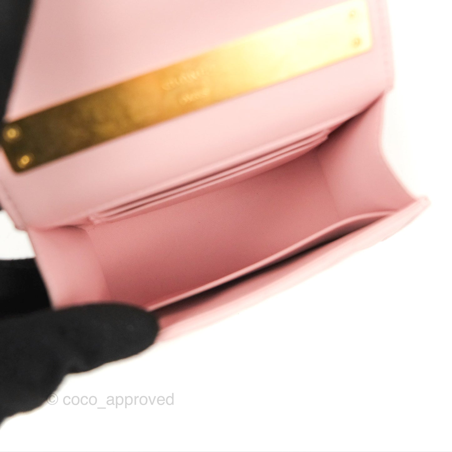 Chanel Enamel Top Handle Clutch with Chain Pink Lambskin Aged Gold Hardware 22B