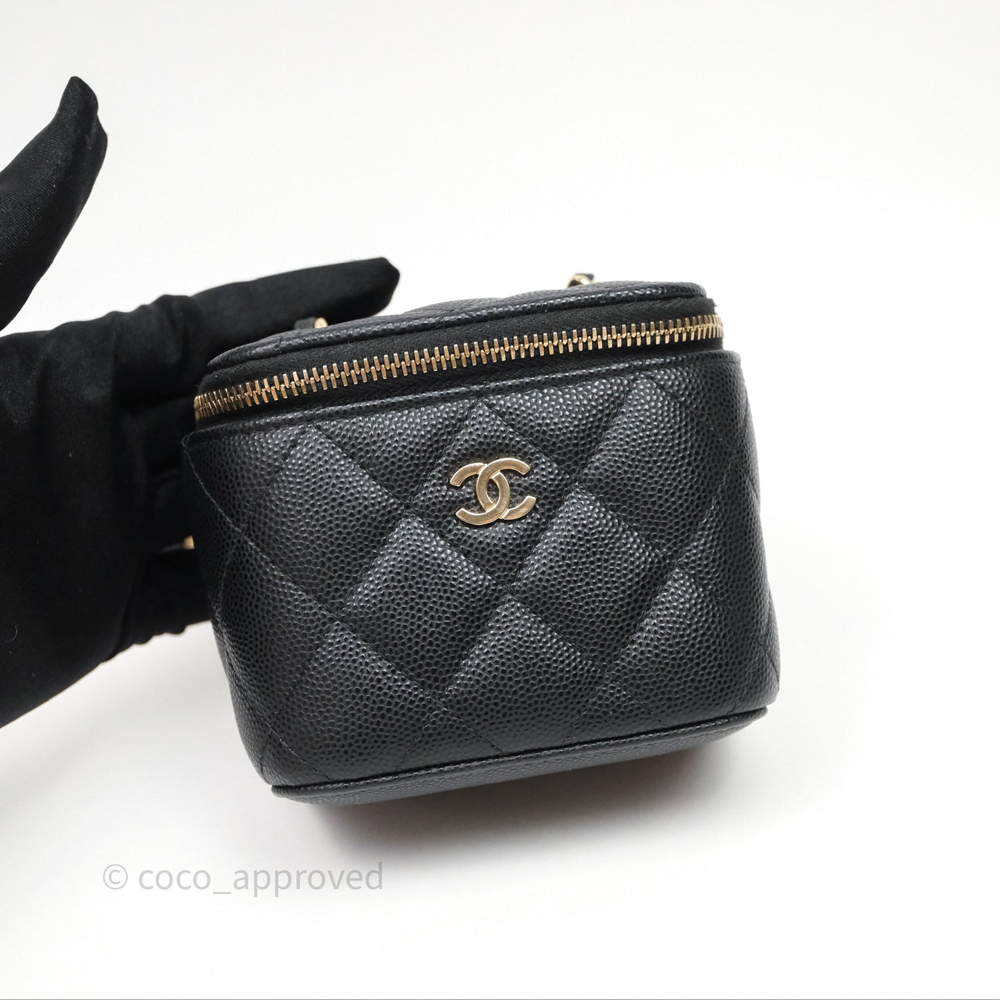 Chanel Mini Vanity With Chain Black Caviar Gold Hardware