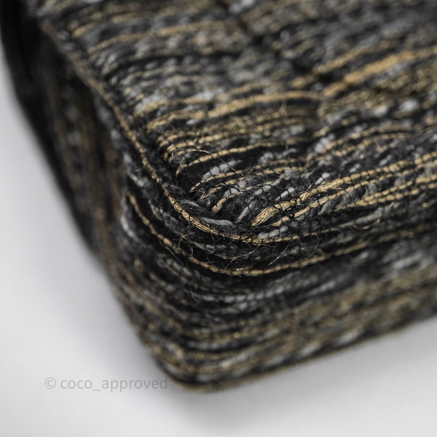 Chanel Classic M/L Medium Flap Quilted Grey Tweed Silver Hardware