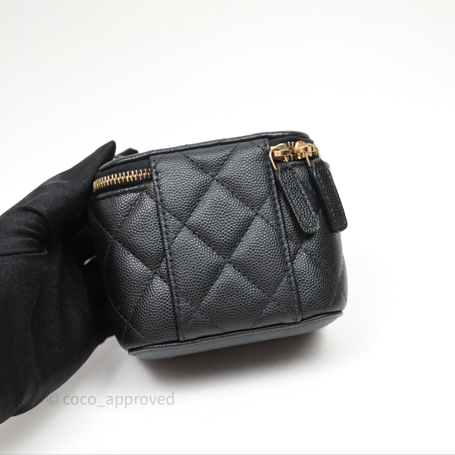 Chanel Mini Vanity With Chain Black Caviar Gold Hardware