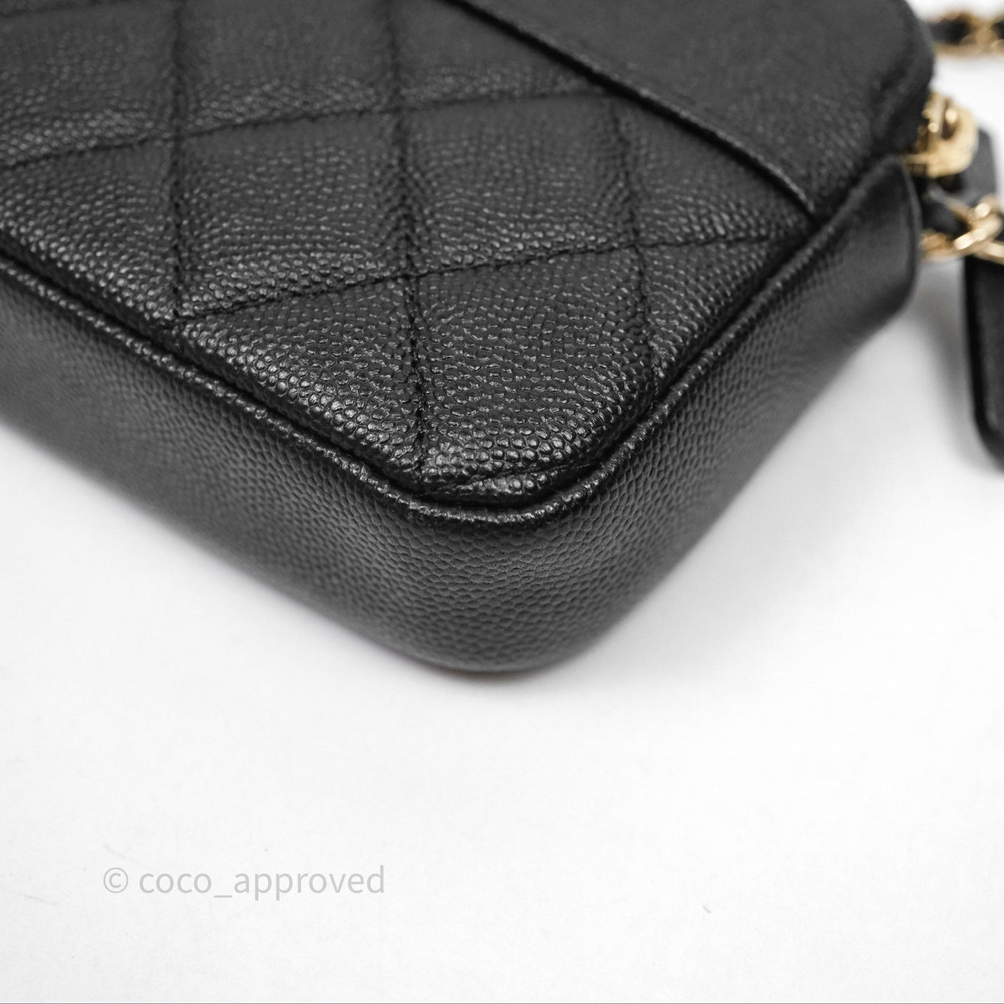Chanel Double Zip Clutch With Chain Caviar Black Gold Hardware