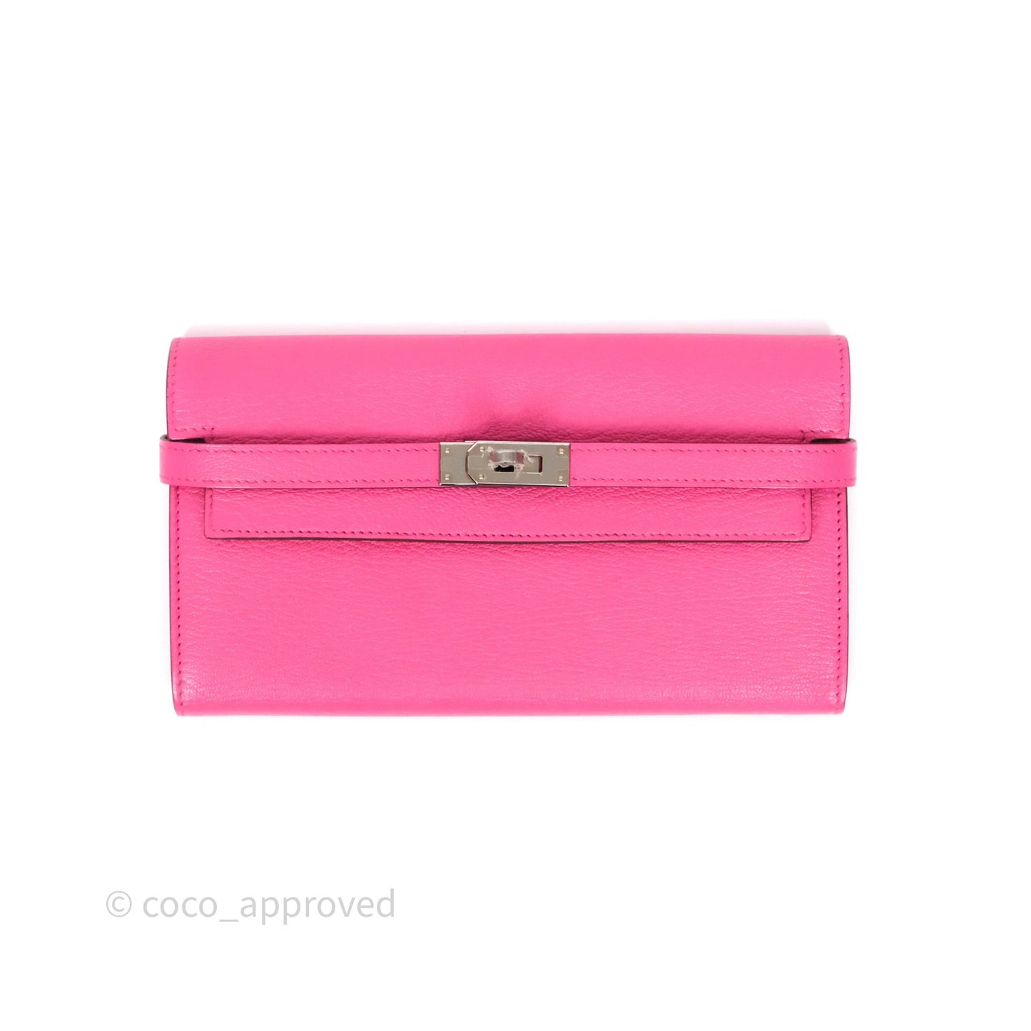 Hermès Kelly Wallet Pink Chevre Mysore Palladium Hardware