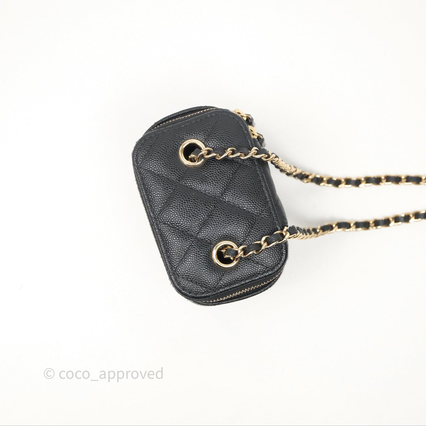 Chanel Mini Vanity With Chain Black Caviar Gold Hardware