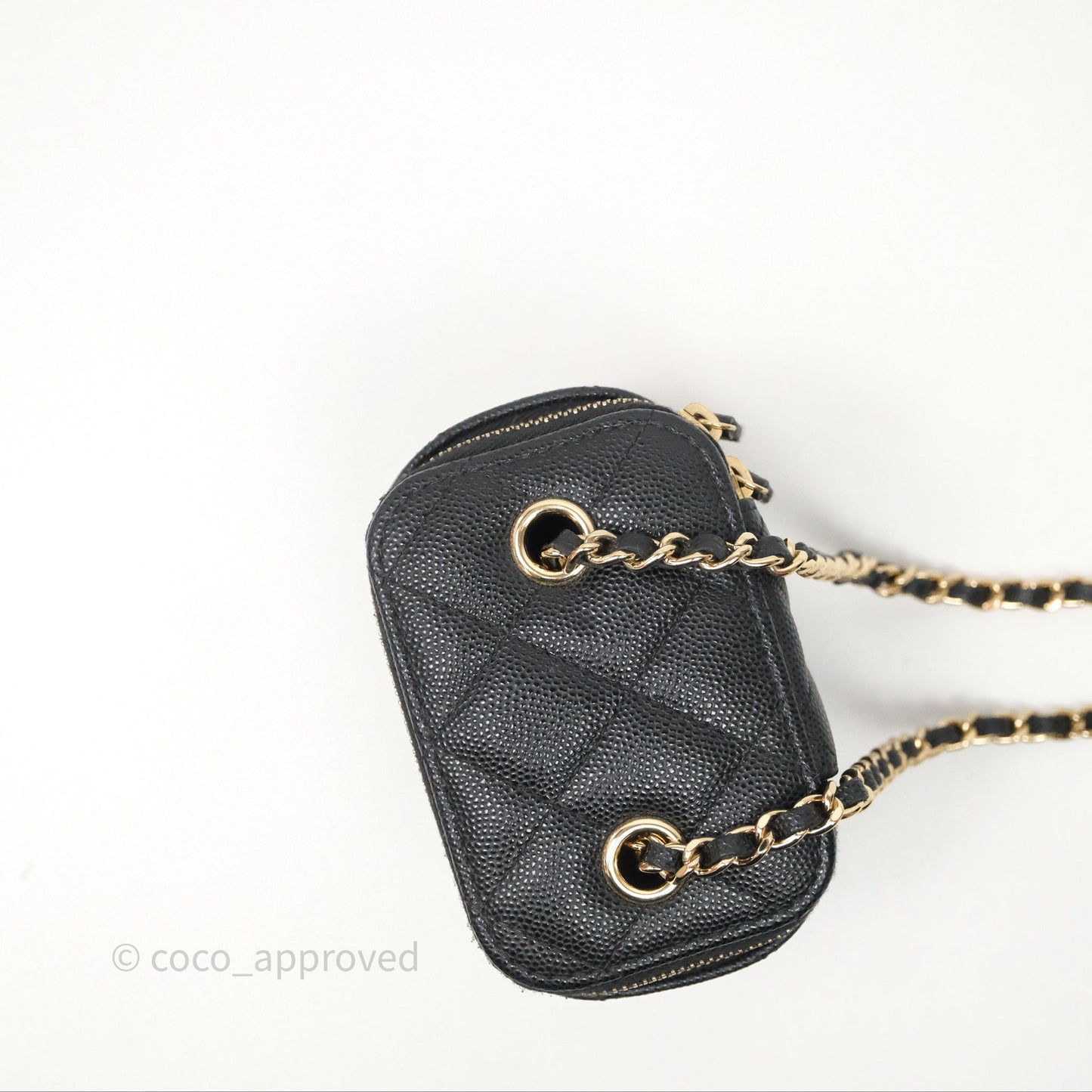 Chanel Mini Vanity With Chain Black Caviar Gold Hardware