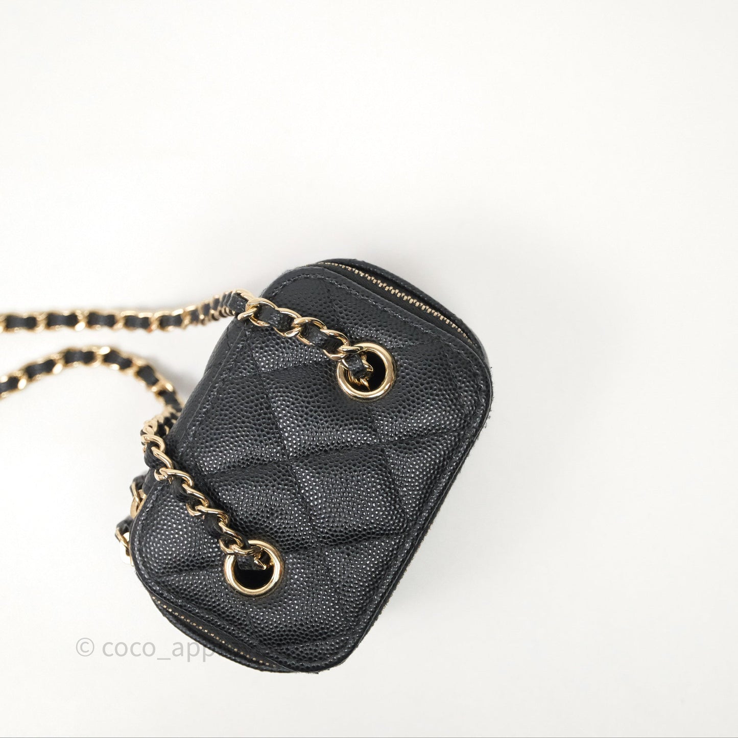 Chanel Mini Vanity With Chain Black Caviar Gold Hardware