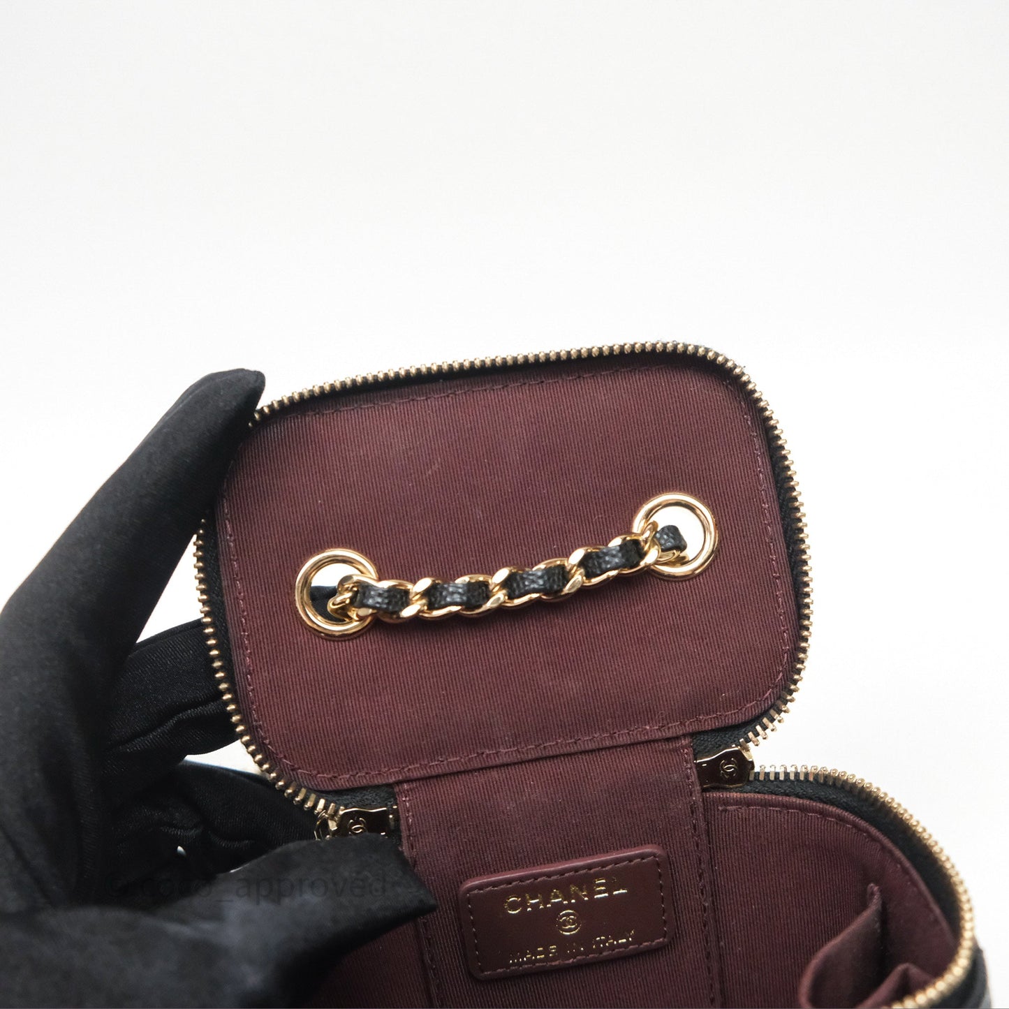 Chanel Mini Vanity With Chain Black Caviar Gold Hardware