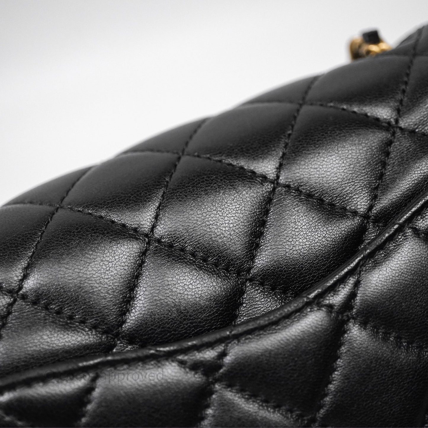 Chanel Pearl Crush Mini Square Quilted Black Lambskin Aged Gold Hardware