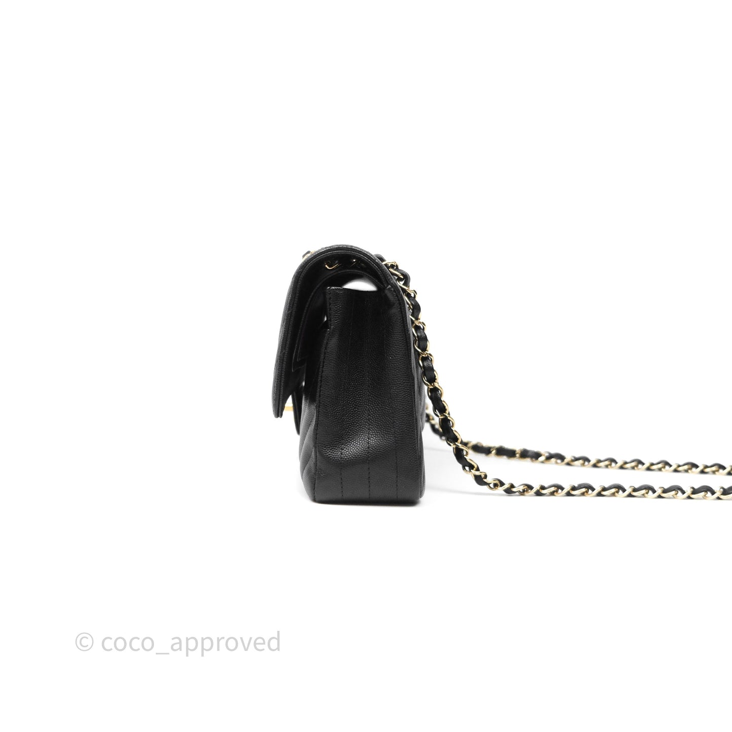 Chanel Classic M/L Medium Flap Chevron Black Caviar Gold Hardware